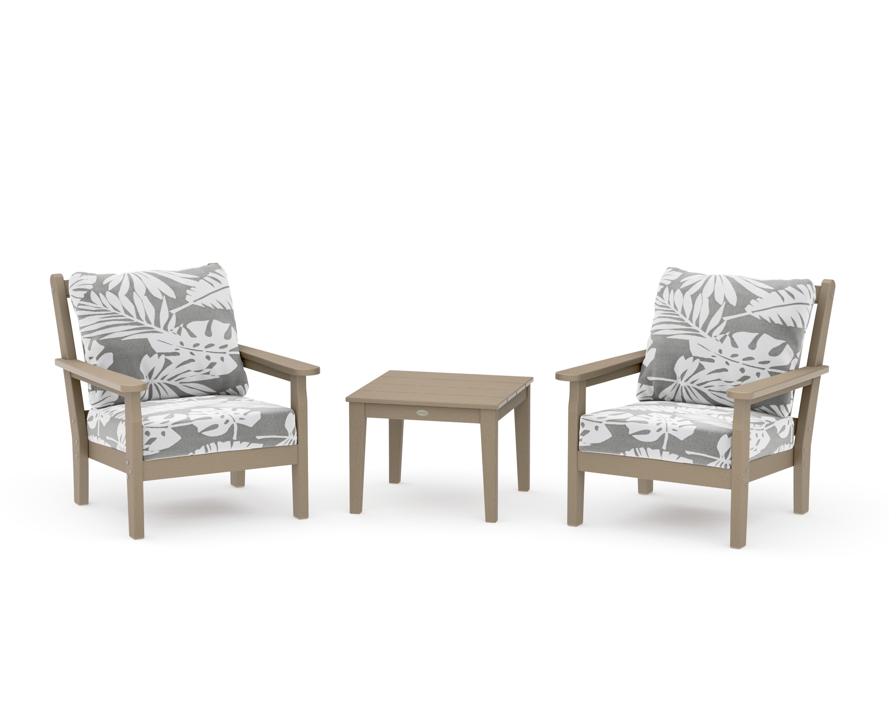 Chippendale 3-Piece Deep Seating Set in Vintage Sahara / Leaf Grey Mist