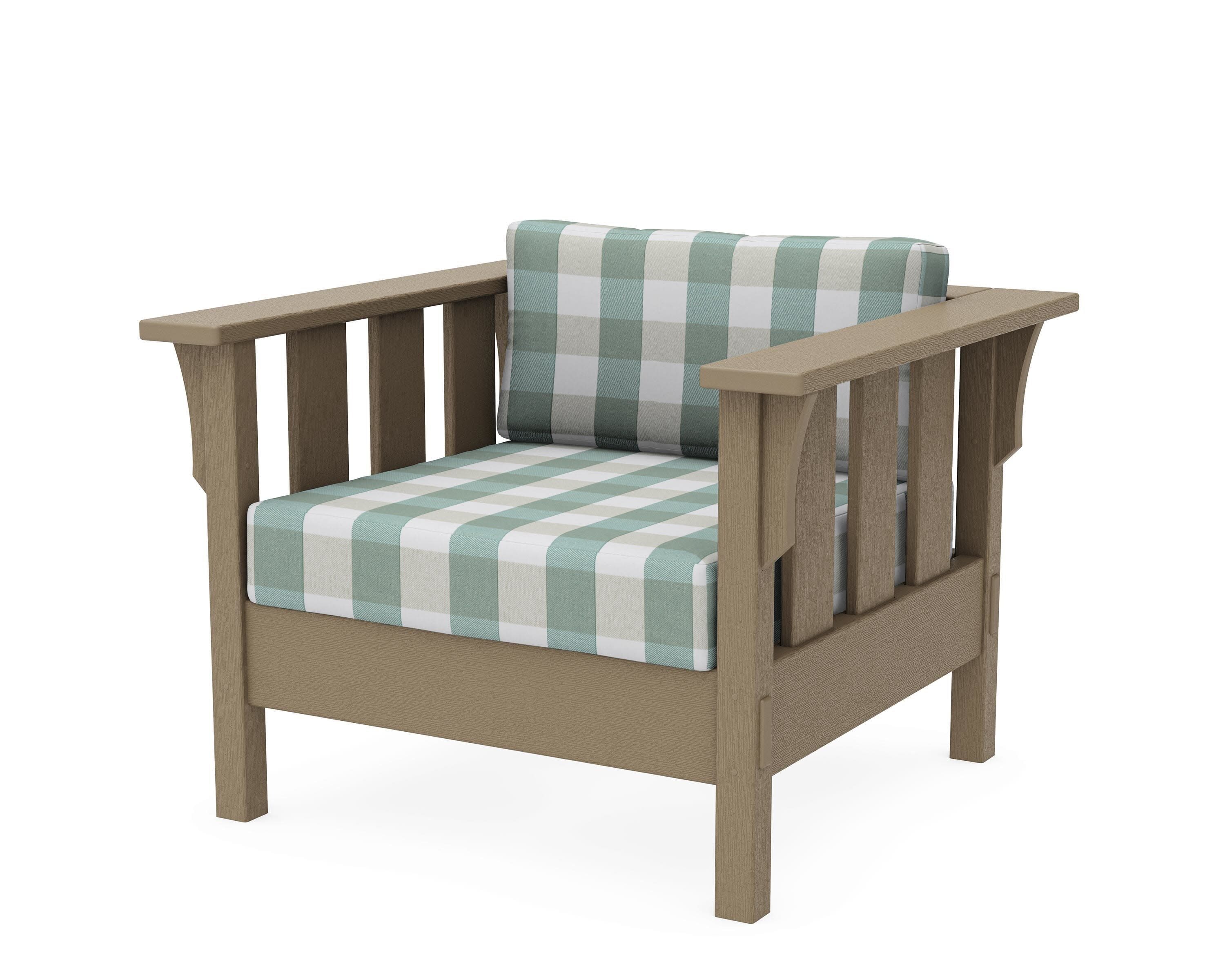 Acadia Deep Seating Chair in Vintage Sahara / Buffalo Plaid Glacier Spa