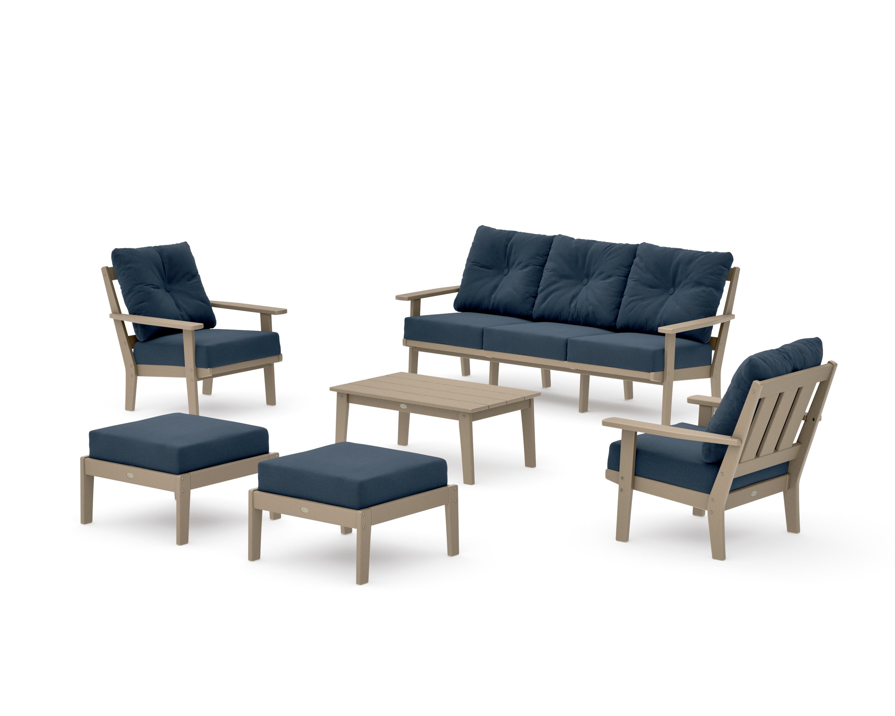 Oxford 6-Piece Lounge Sofa Set in Vintage Sahara / Marine Indigo