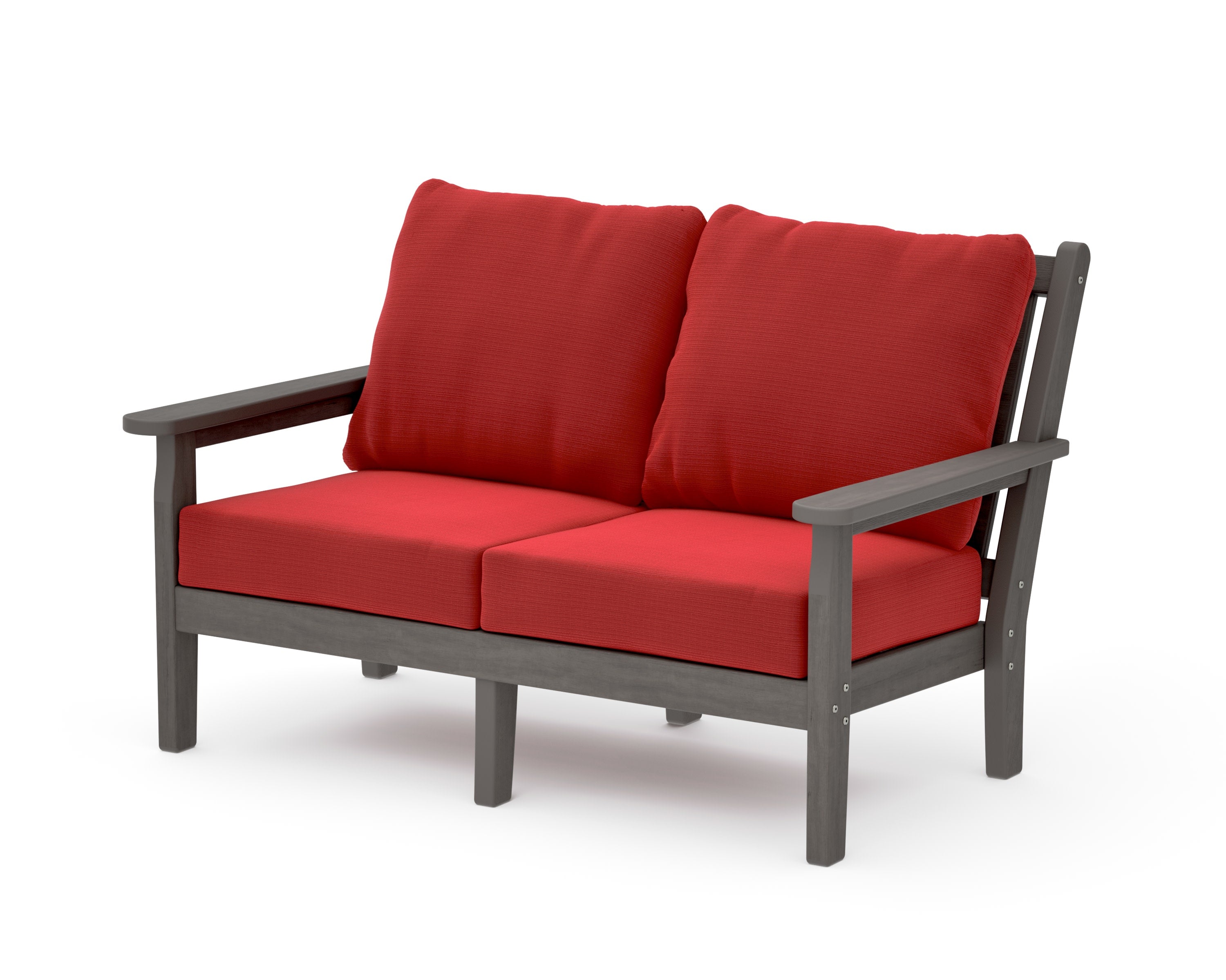 Chippendale Deep Seating Loveseat in Driftwood / Crimson Linen
