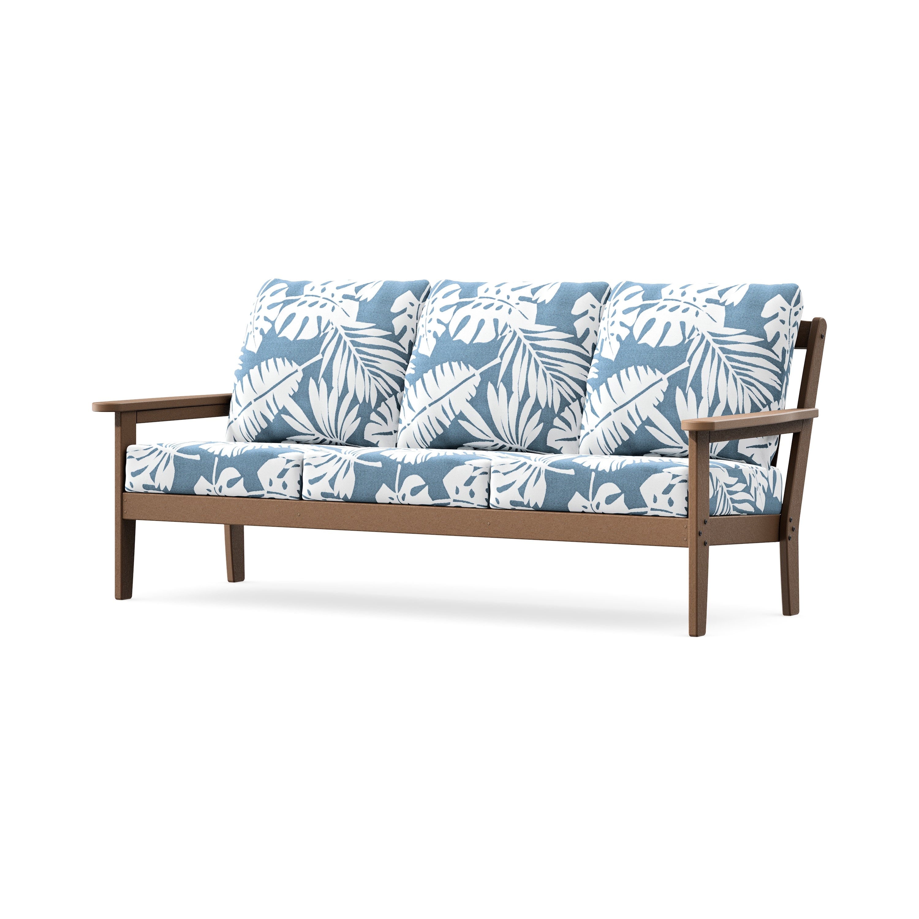 Cottage Deep Seating Sofa in Teak / Leaf Sky Blue