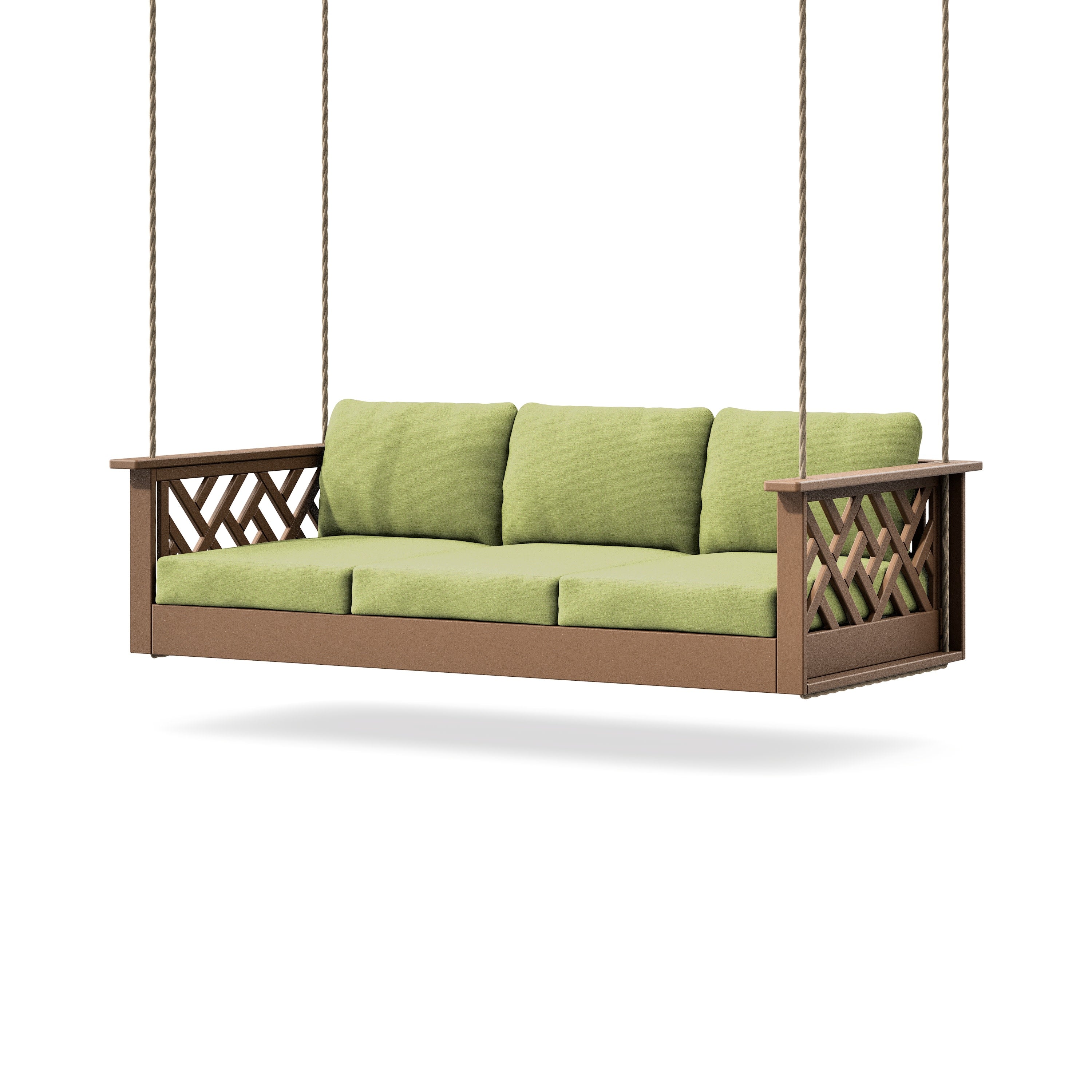 Chippendale Daybed Swing in Teak / Chartreuse Boucle