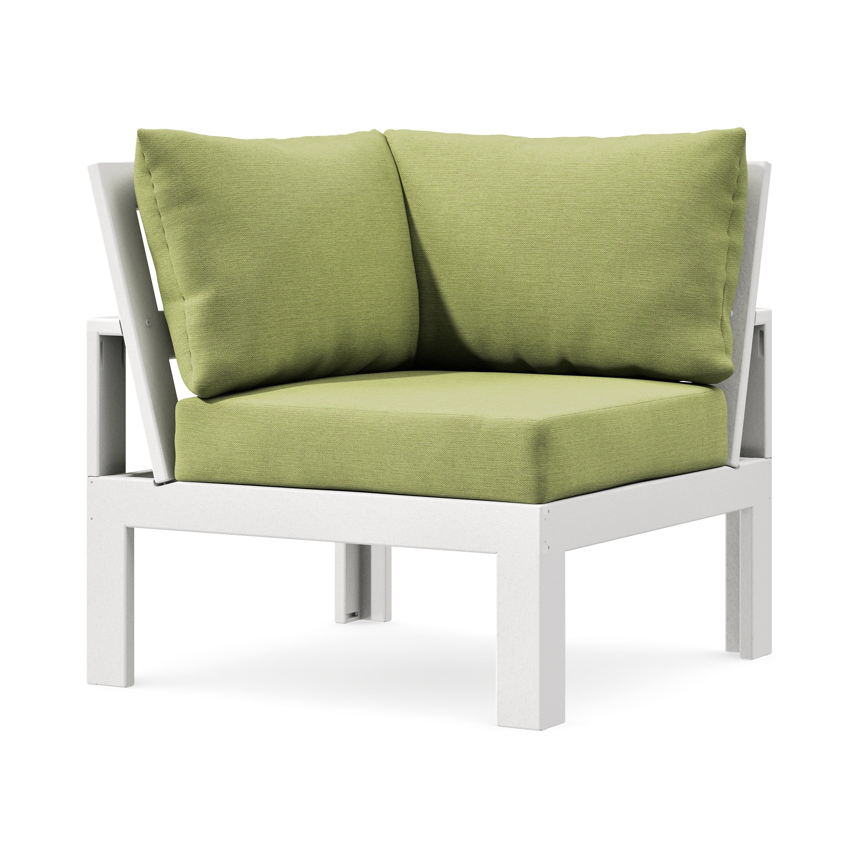 Modular Corner Chair in White / Chartreuse Boucle