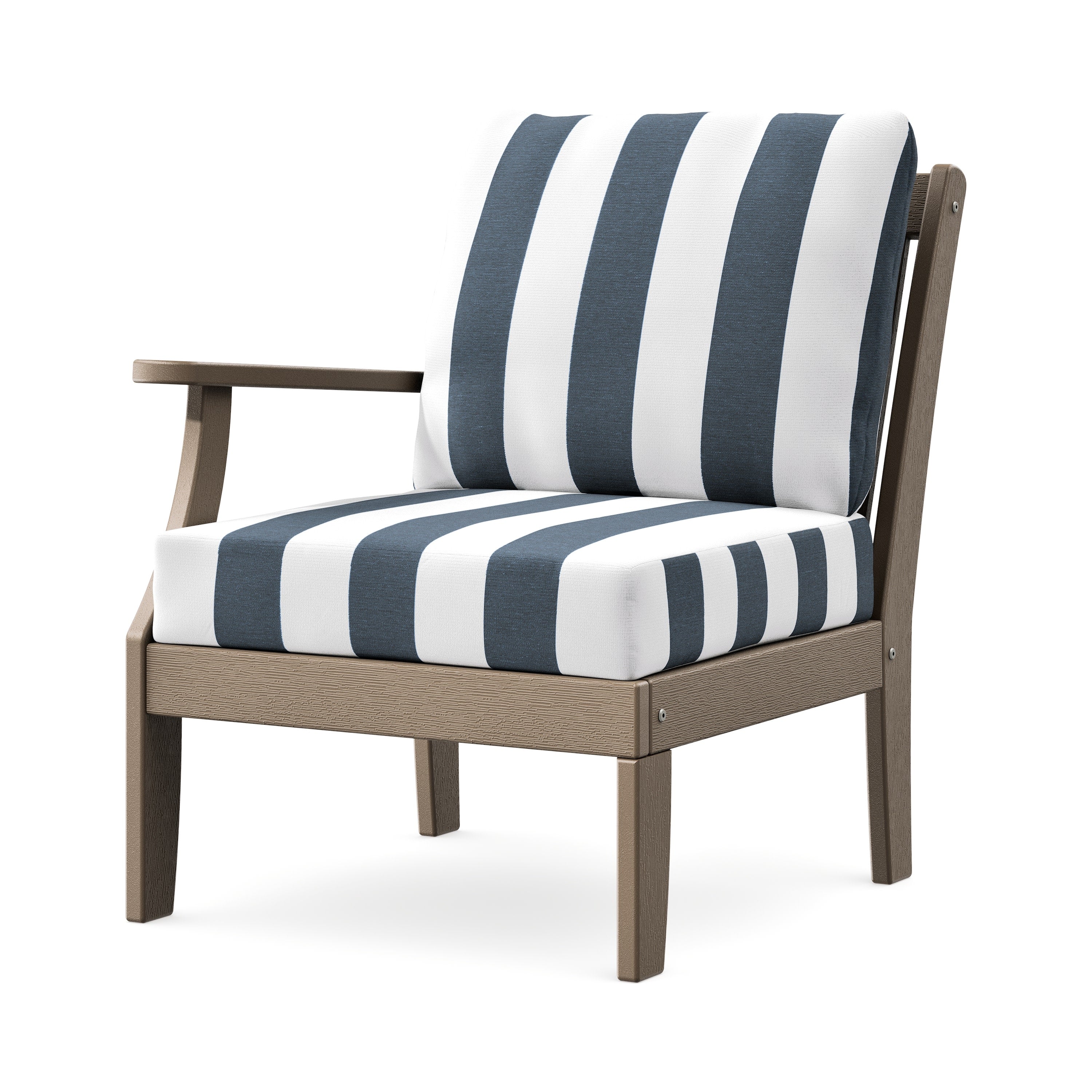 Braxton Modular Left Arm Chair in Vintage Sahara / Cabana Stripe Marine Indigo