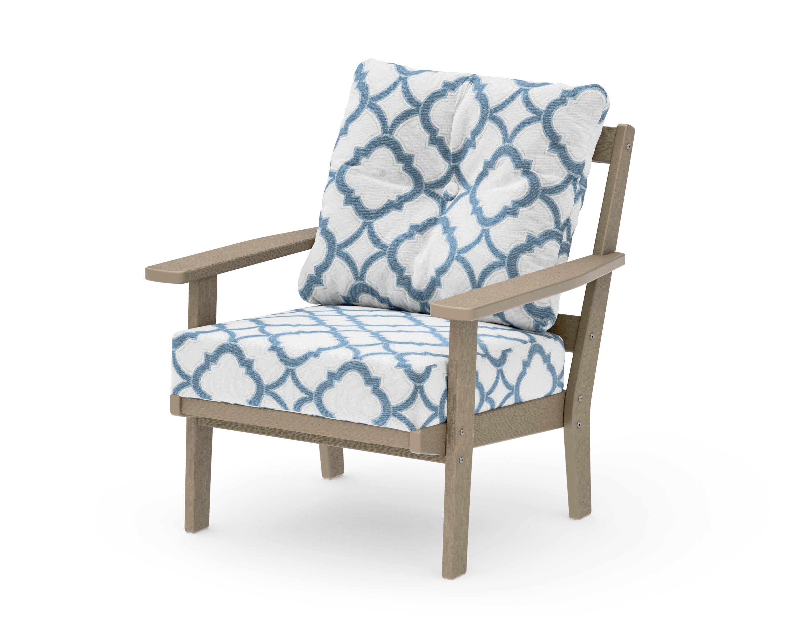 Oxford Deep Seating Chair in Vintage Sahara / Trellis Sky Blue
