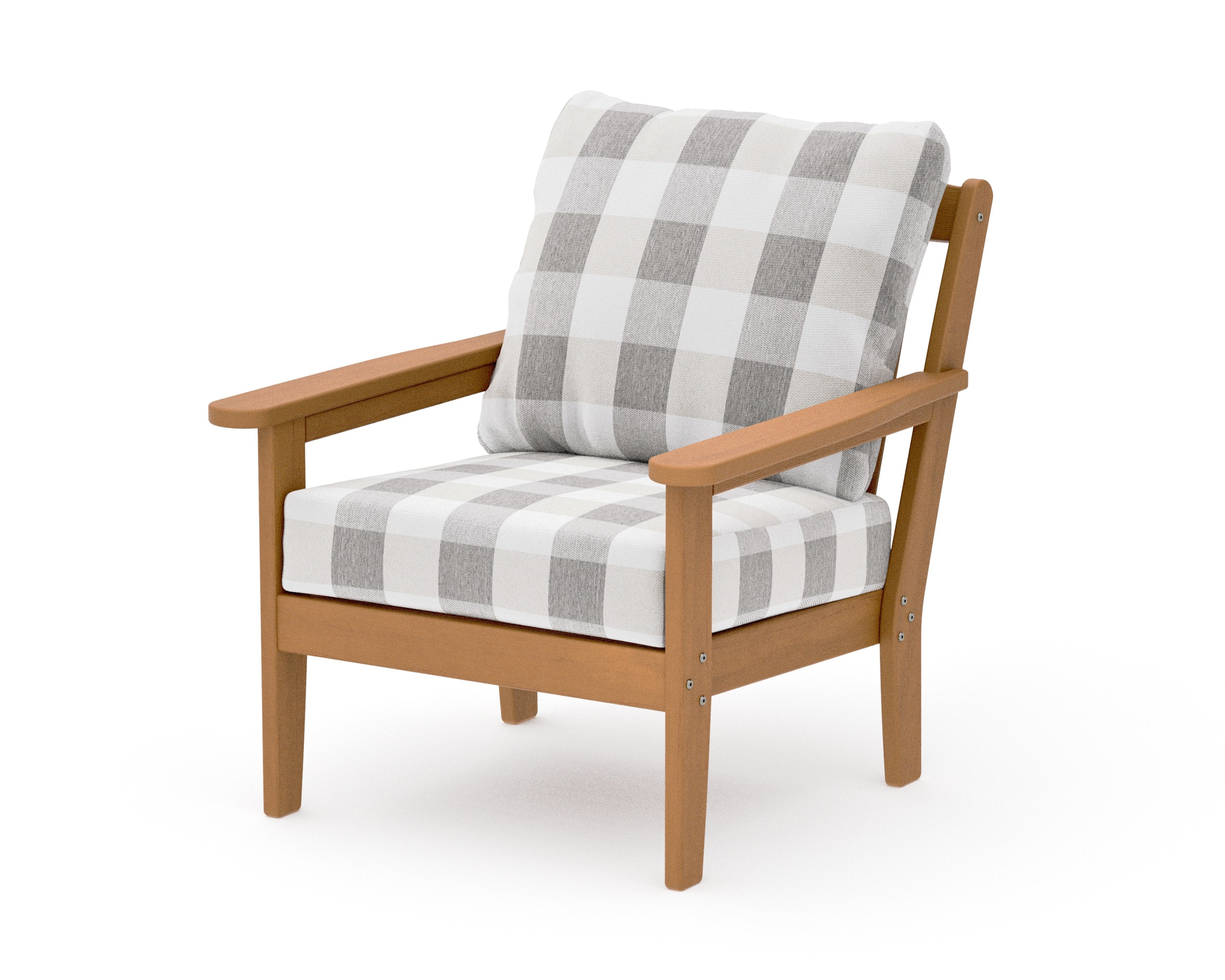Cottage Deep Seating Chair in Natural / Buffalo Plaid Grey Mist