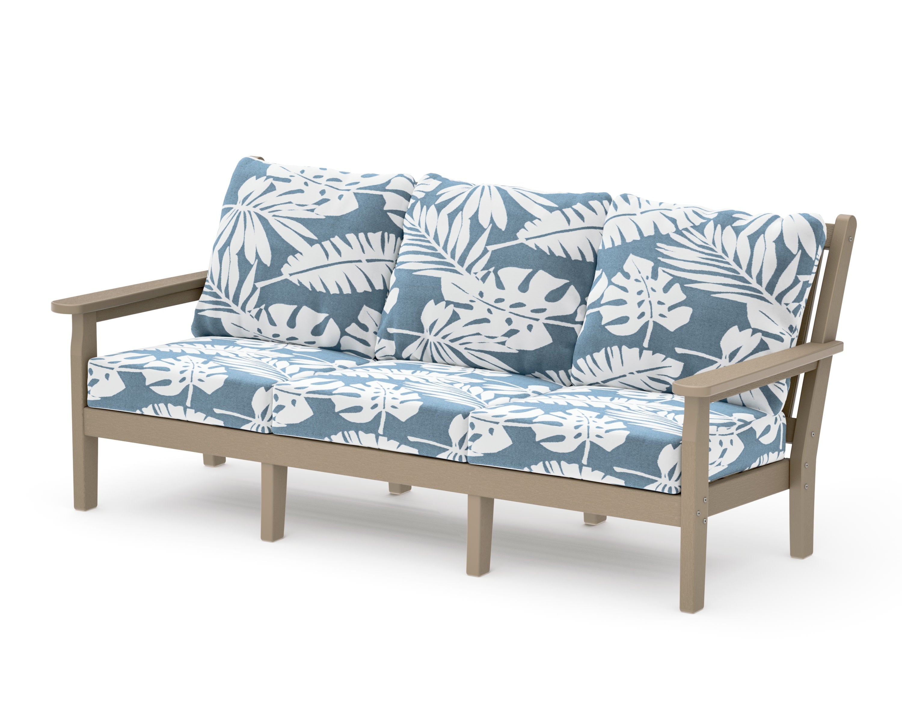 Chippendale Deep Seating Sofa in Vintage Sahara / Leaf Sky Blue