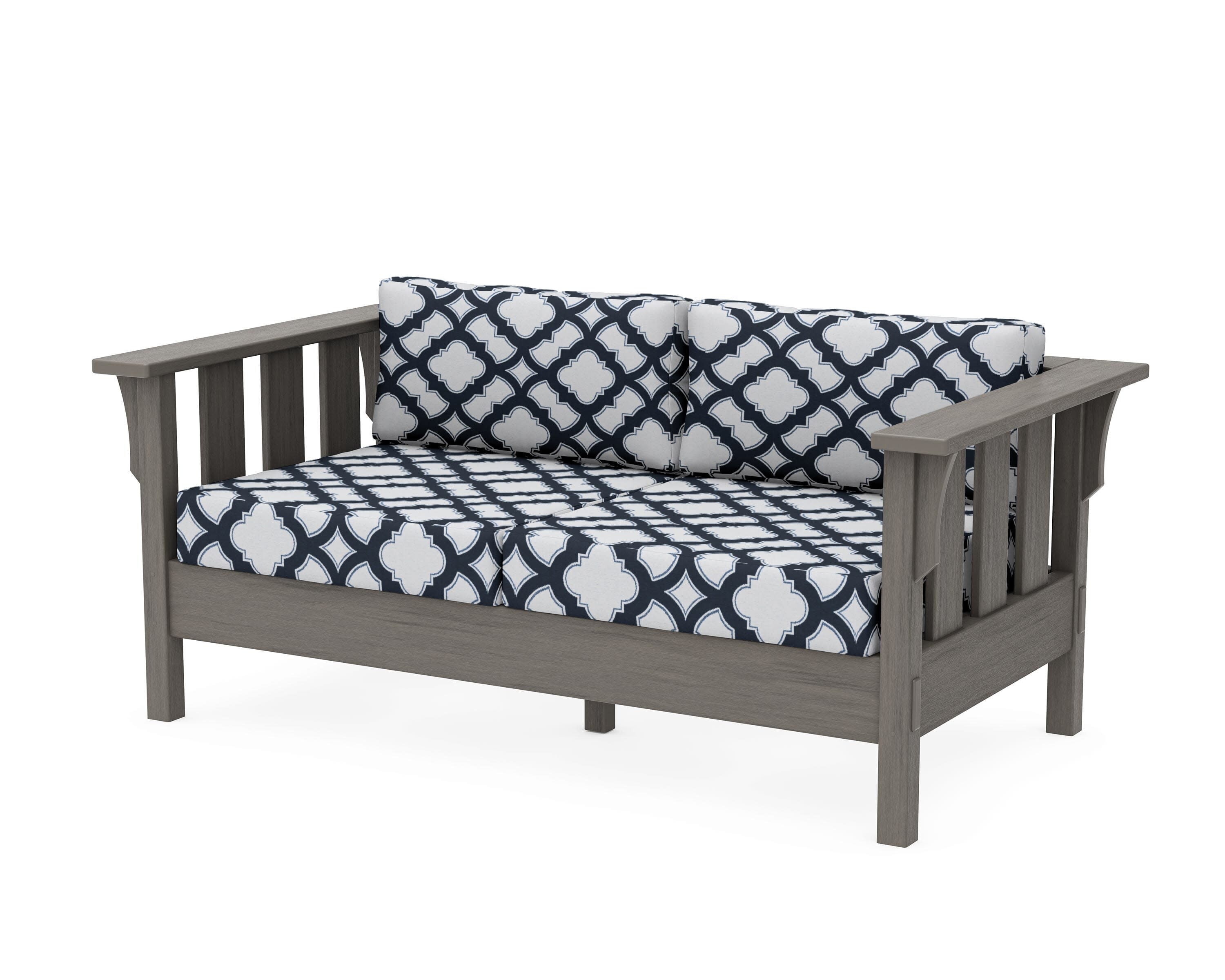 Acadia Deep Seating Loveseat in Driftwood / Trellis Marine Indigo