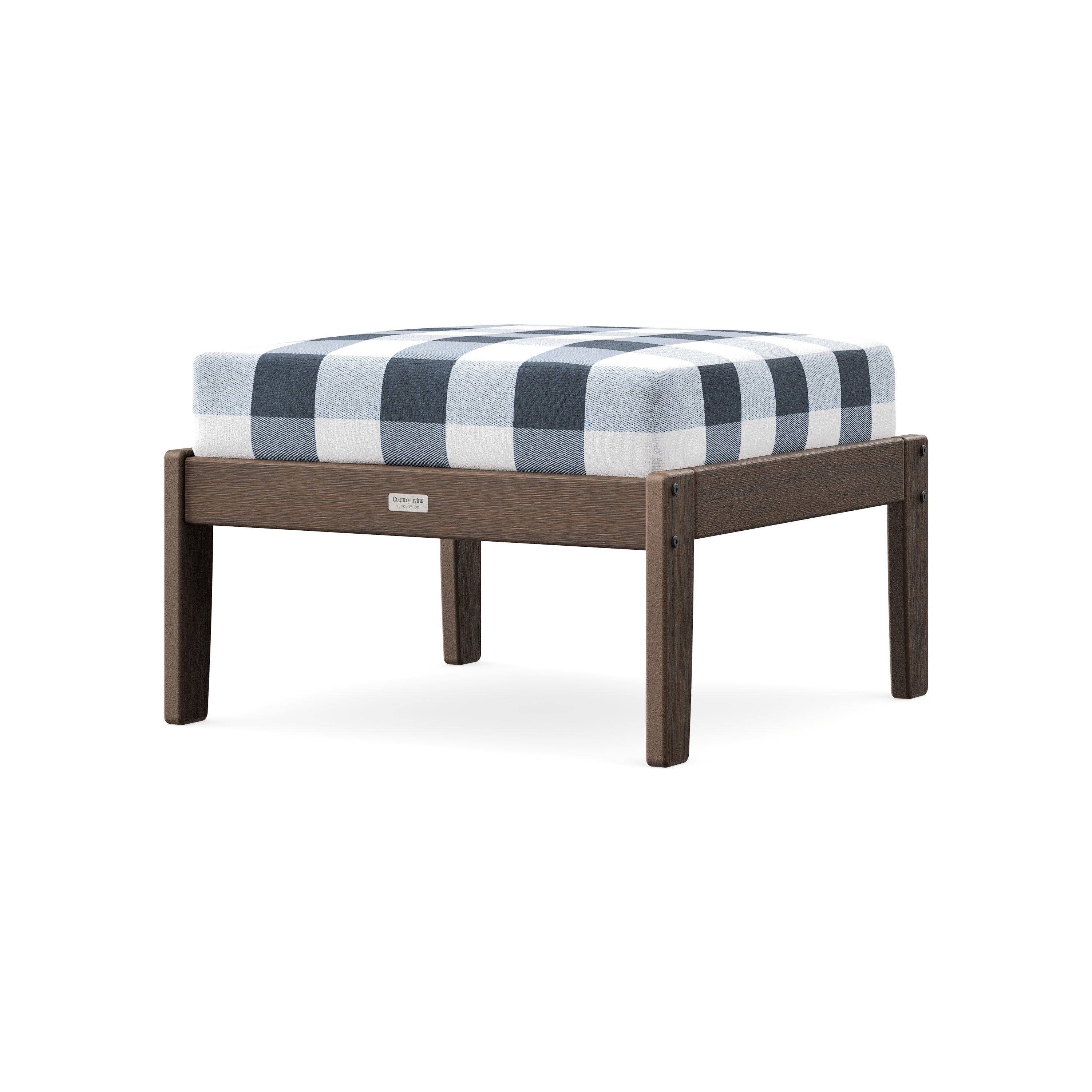 Cottage Deep Seating Ottoman in Kona / Buffalo Plaid Marine Indigo