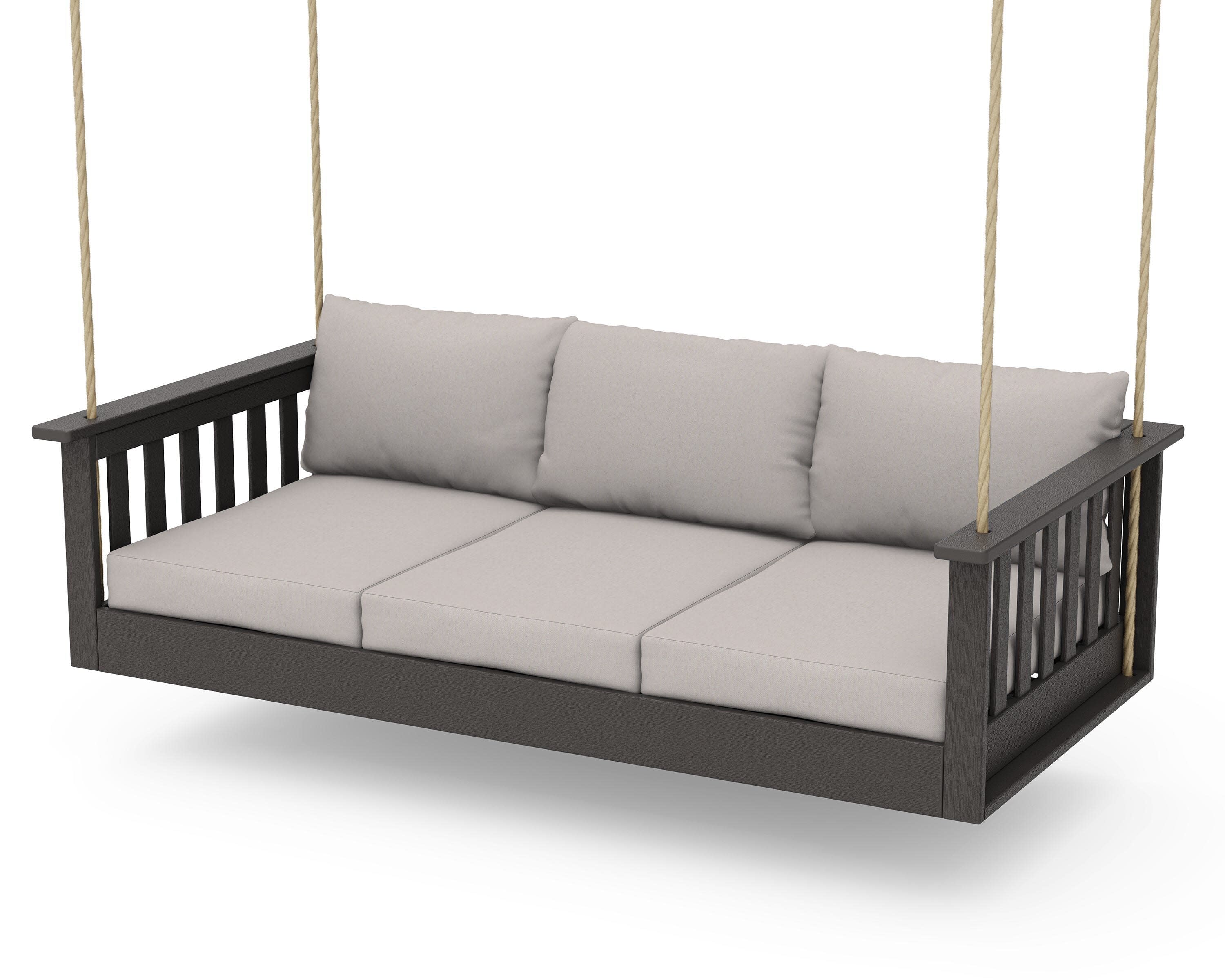 Vineyard Daybed Swing in Vintage Coffee / Dune Burlap