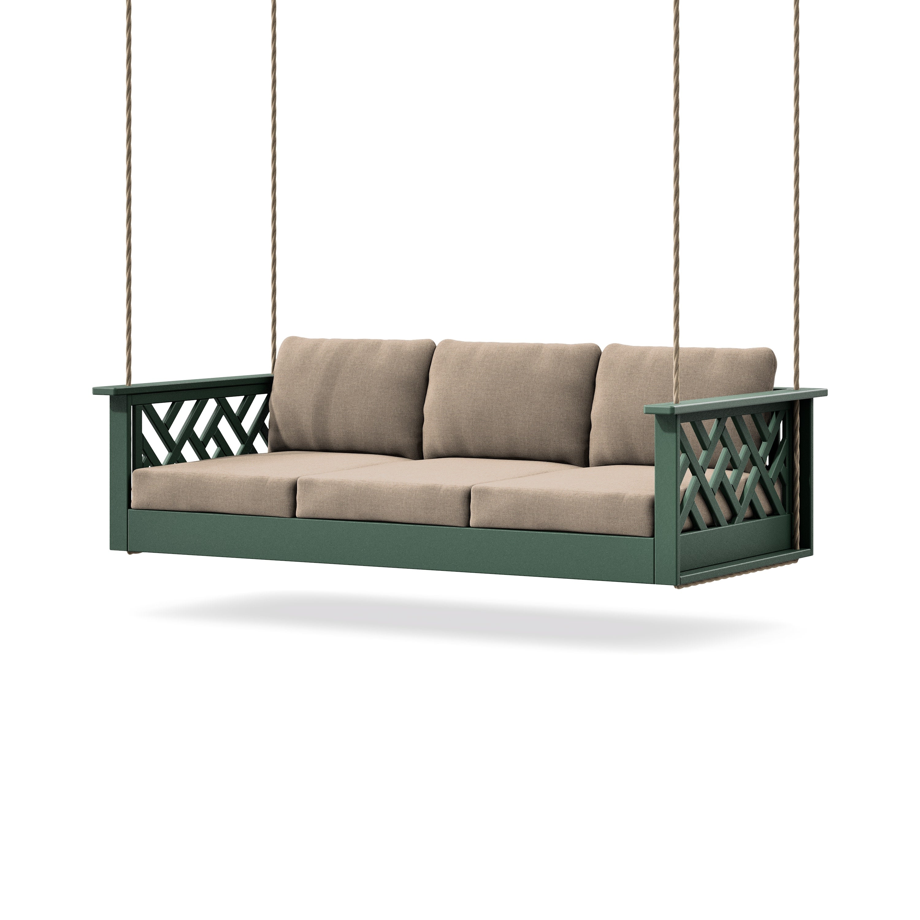 Chippendale Daybed Swing in Green / Spiced Burlap