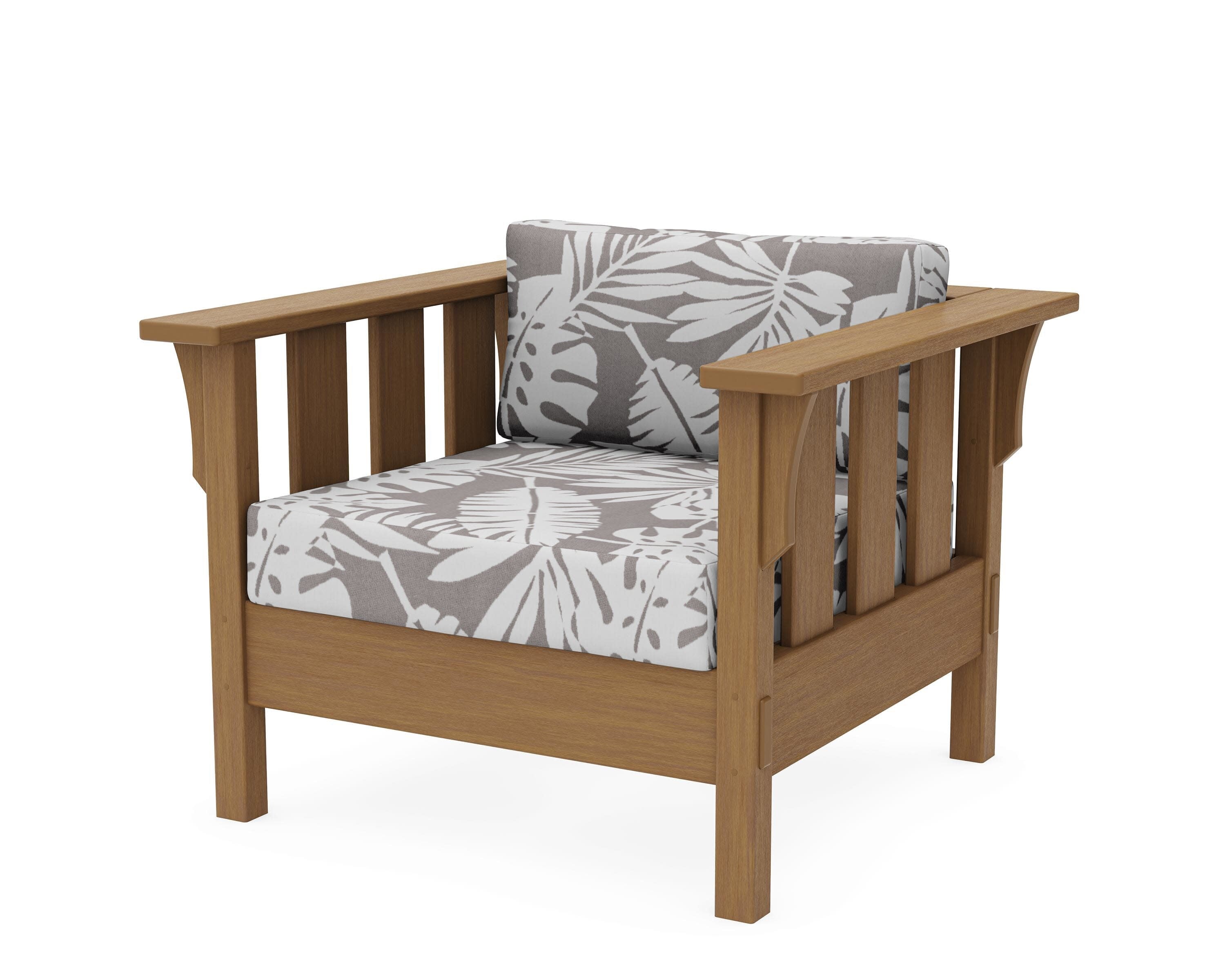 Acadia Deep Seating Chair in Natural / Leaf Grey Mist