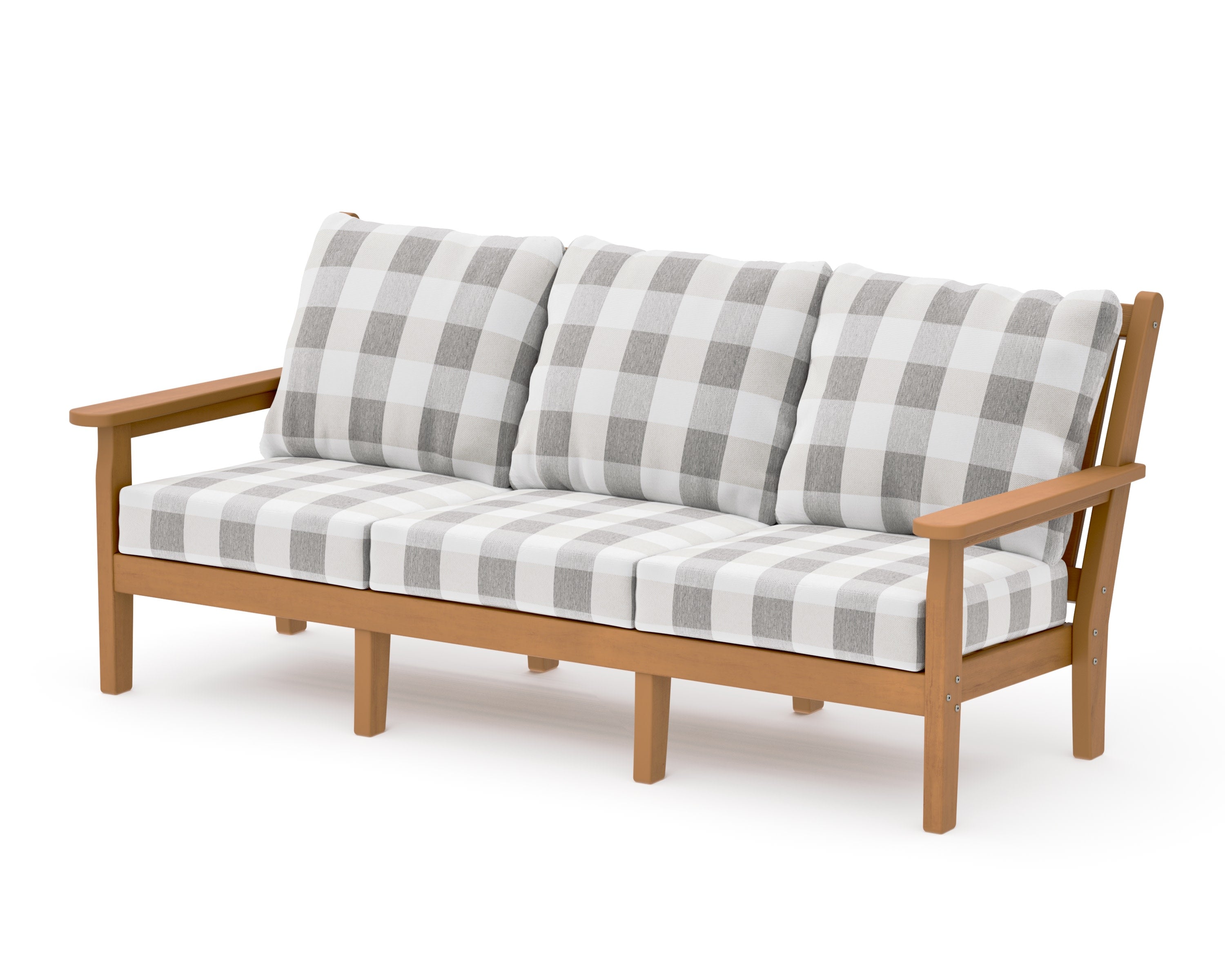 Chippendale Deep Seating Sofa in Natural / Buffalo Plaid Grey Mist