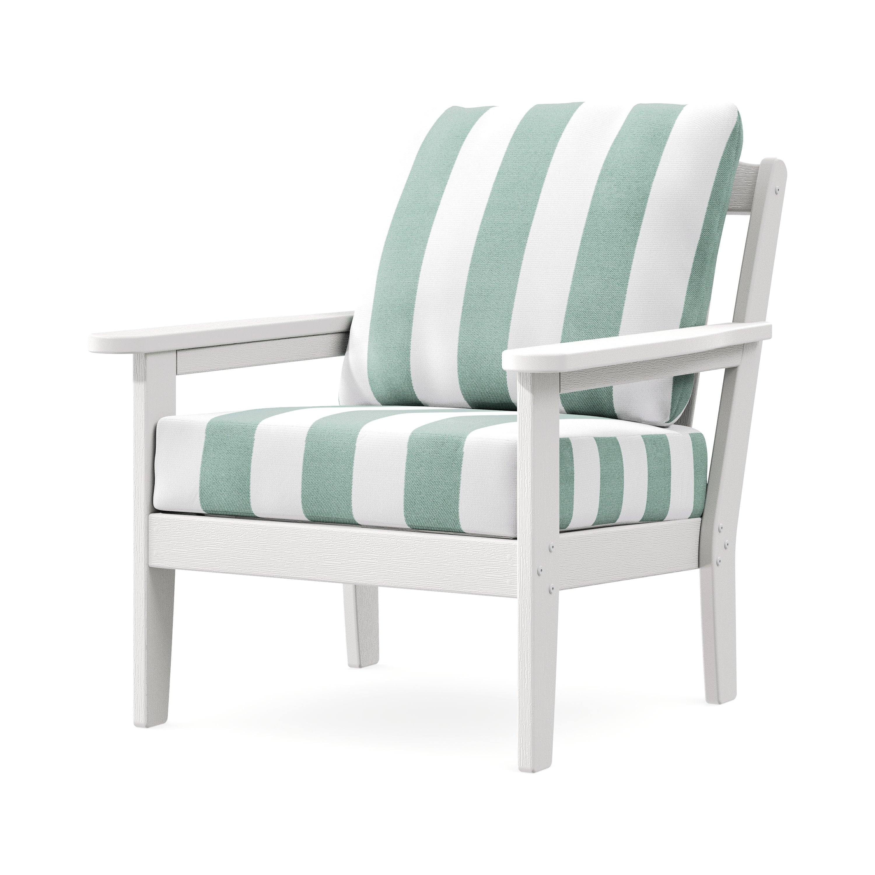 Cottage Deep Seating Chair in Vintage White / Cabana Stripe Glacier Spa