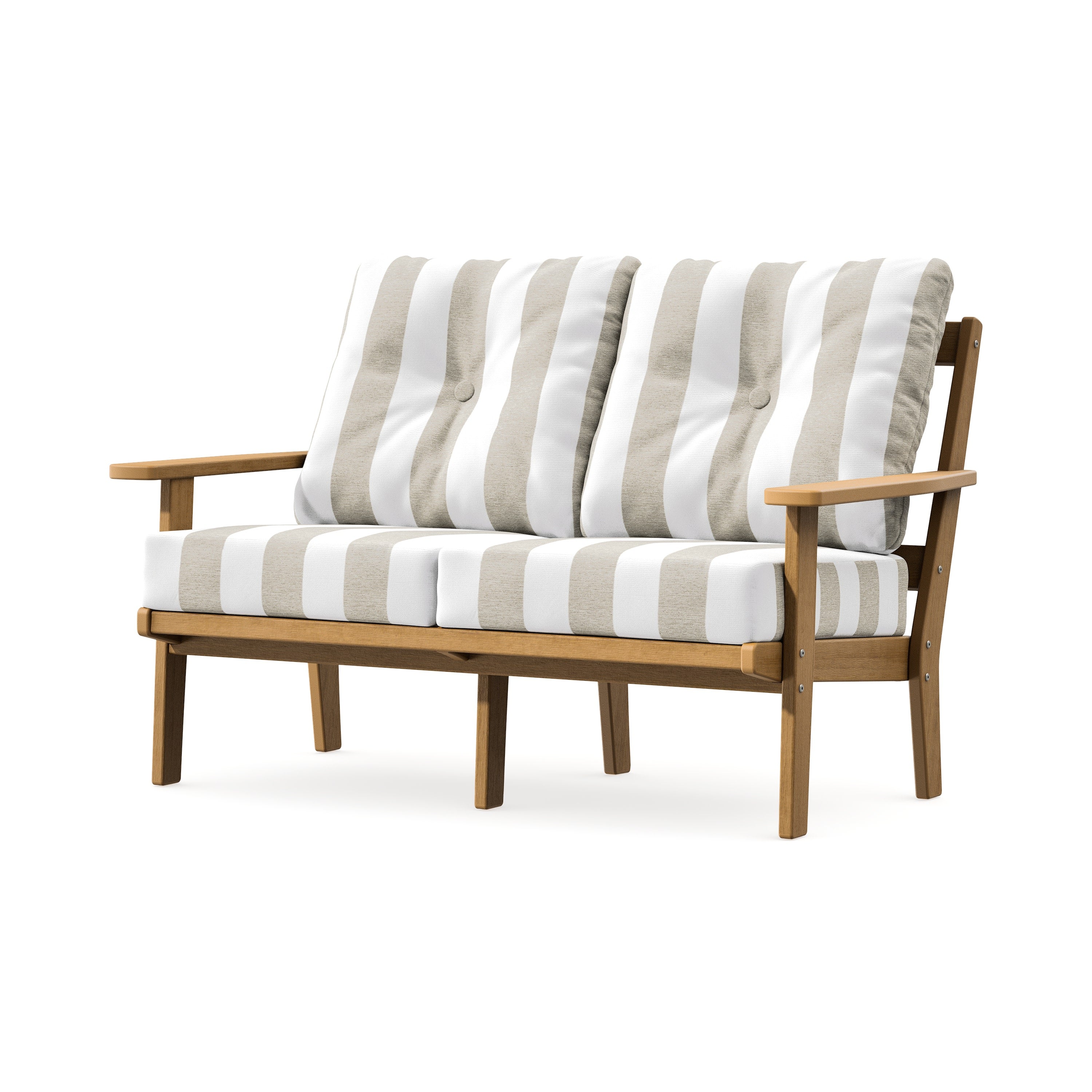 Oxford Deep SeatingLoveseat in Natural / Cabana Stripe Dune Burlap