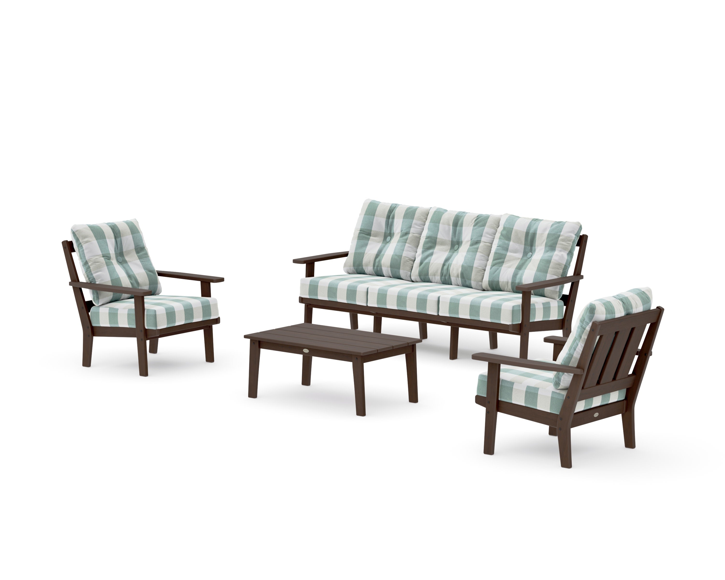 Oxford 4-Piece Deep Seating Set with Sofa in Kona / Buffalo Plaid Glacier Spa