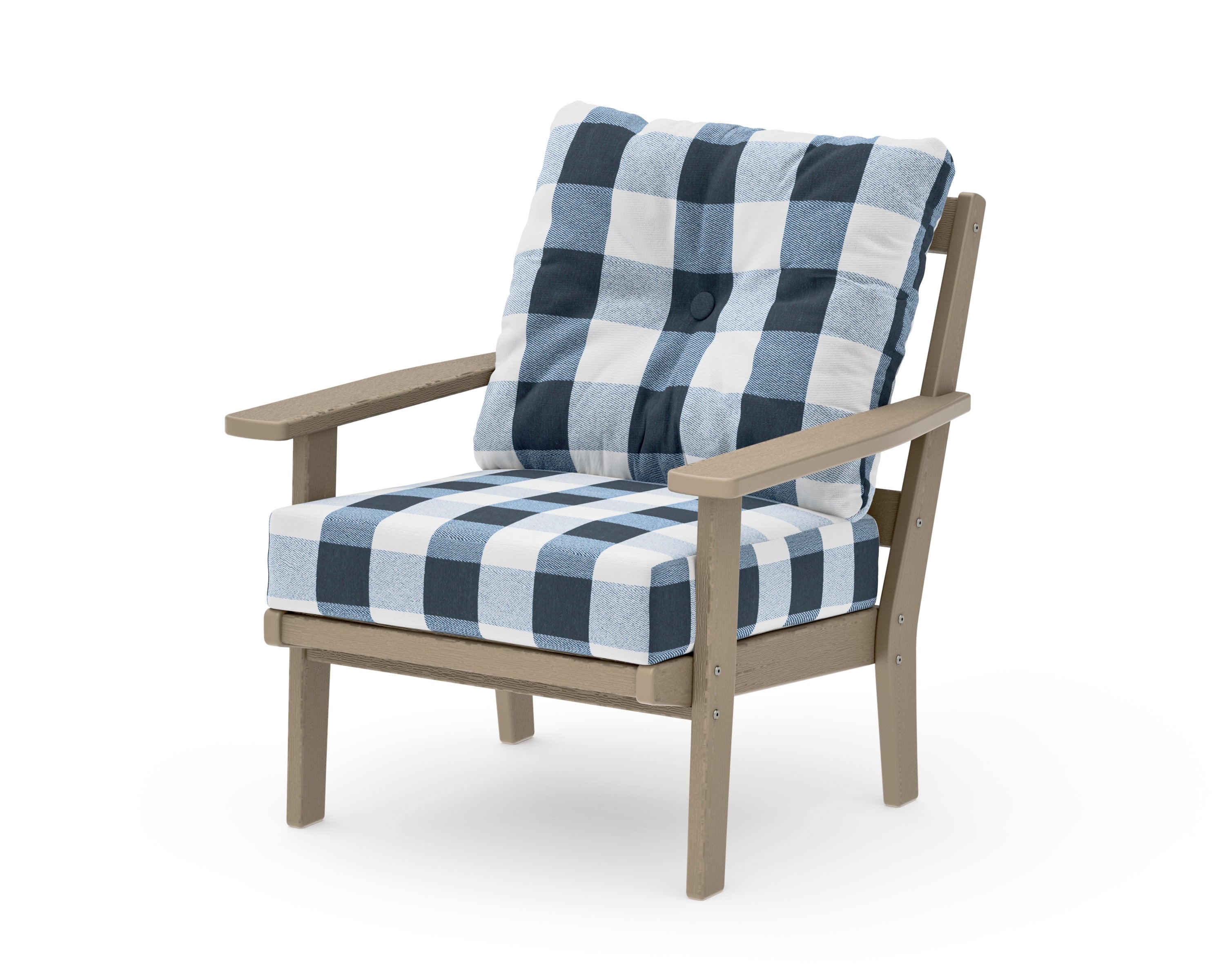 Prairie Deep Seating Chair in Vintage Sahara / Buffalo Plaid Marine Indigo
