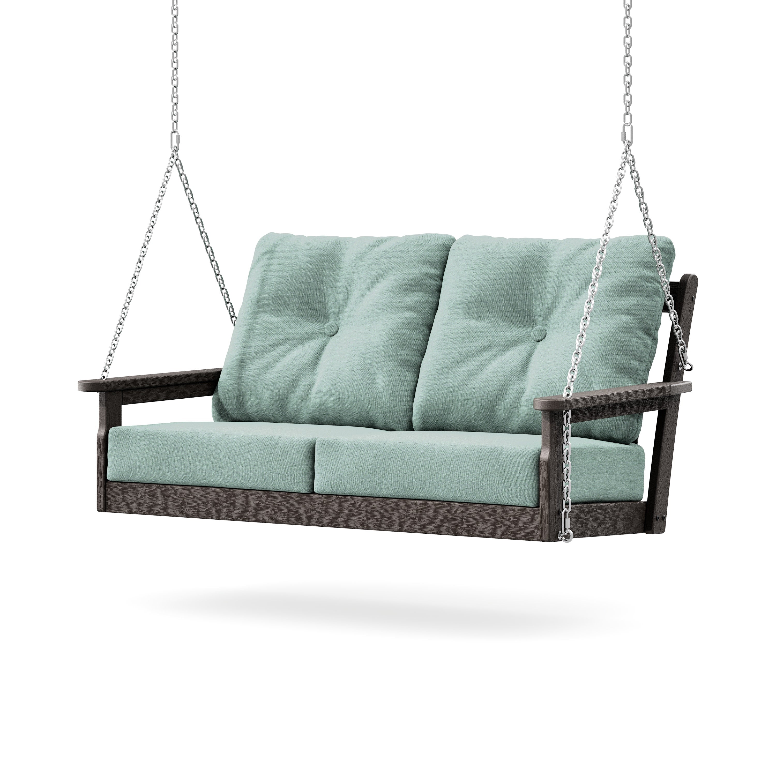 Vineyard Deep Seating Swing in Vintage Coffee / Glacier Spa