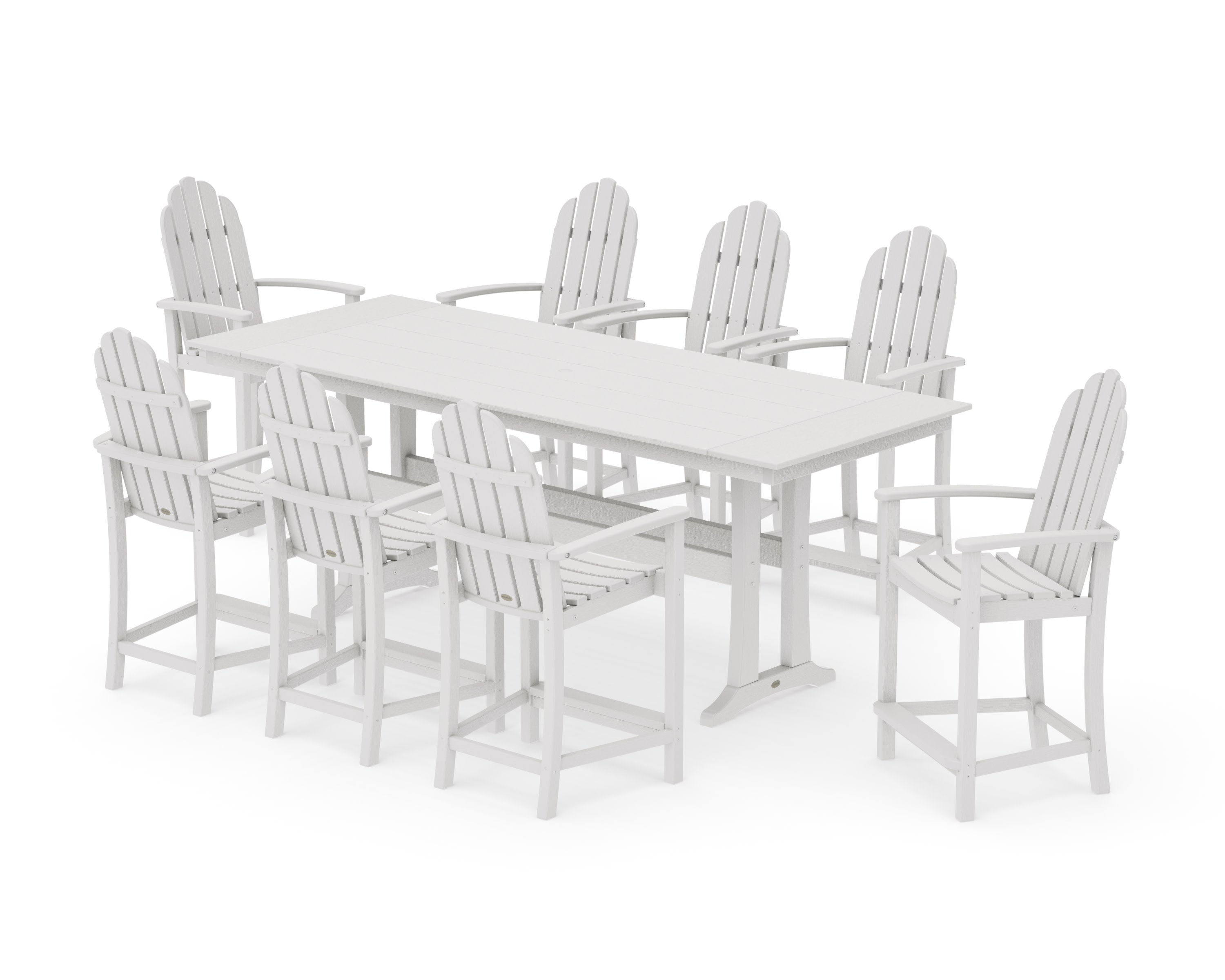 Classic Adirondack 9-Piece Farmhouse Counter Set with Trestle Legs in Vintage White