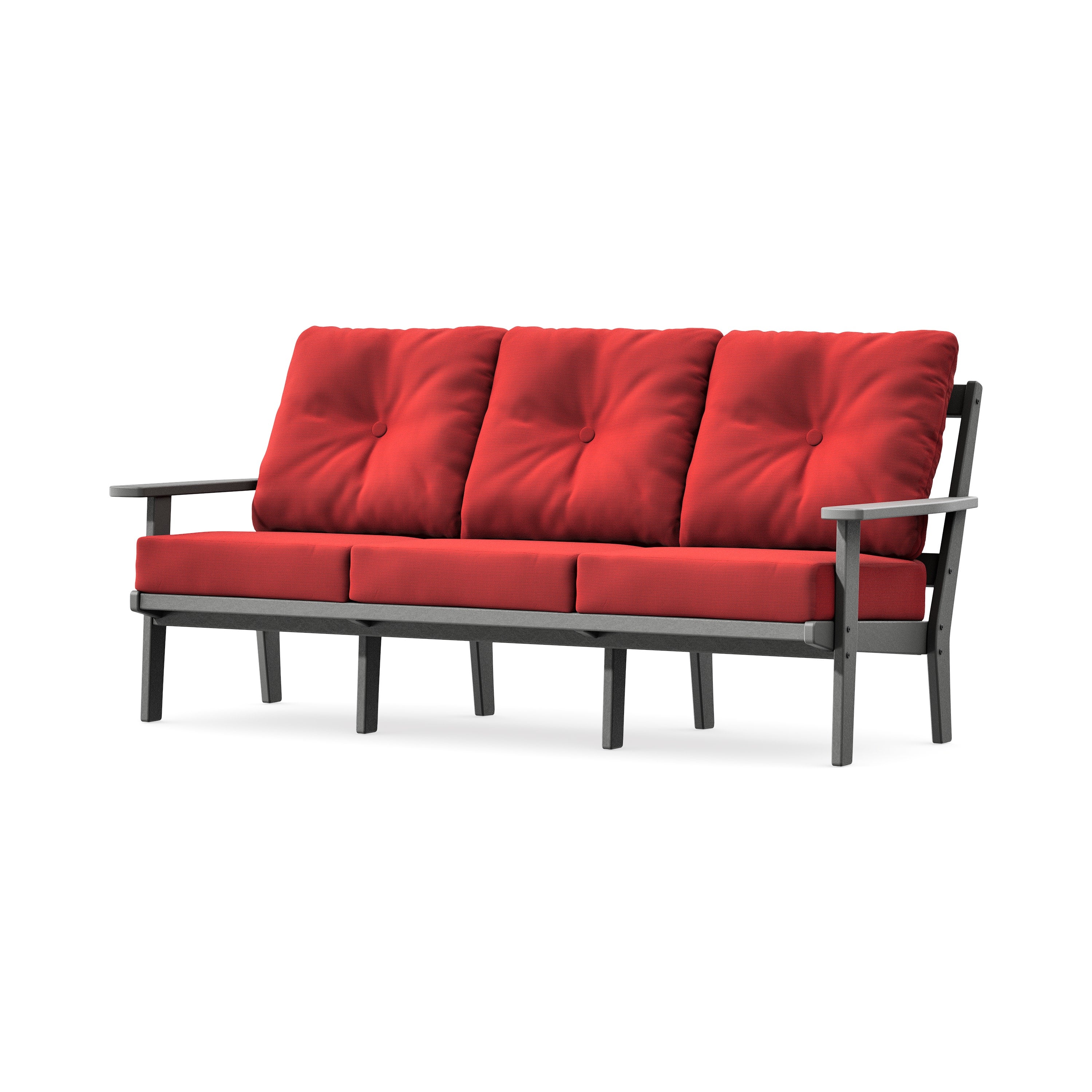 PrairieDeep Seating Sofa in Slate Grey / Crimson Linen