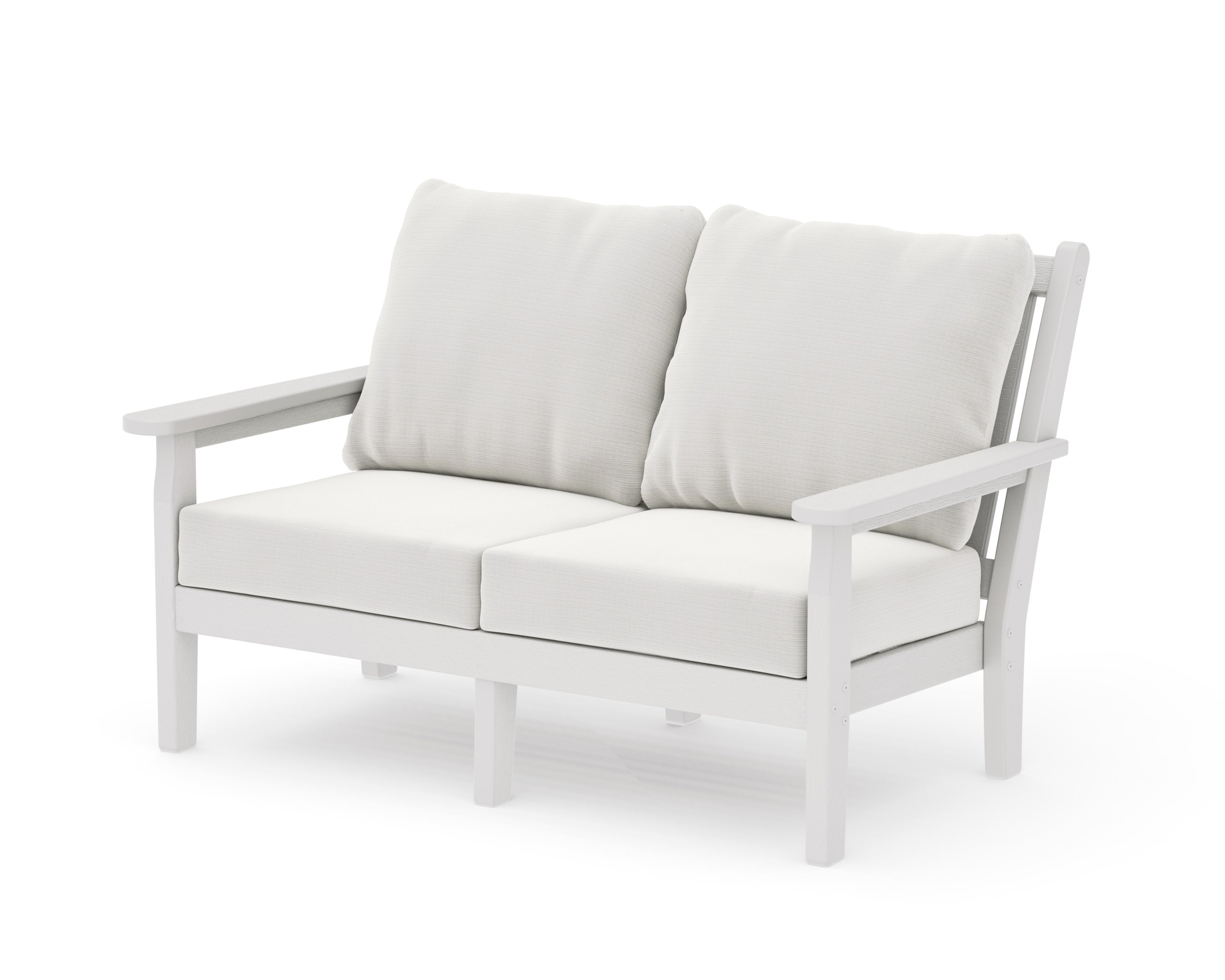 Chippendale Deep Seating Loveseat in Vintage White / Natural Linen