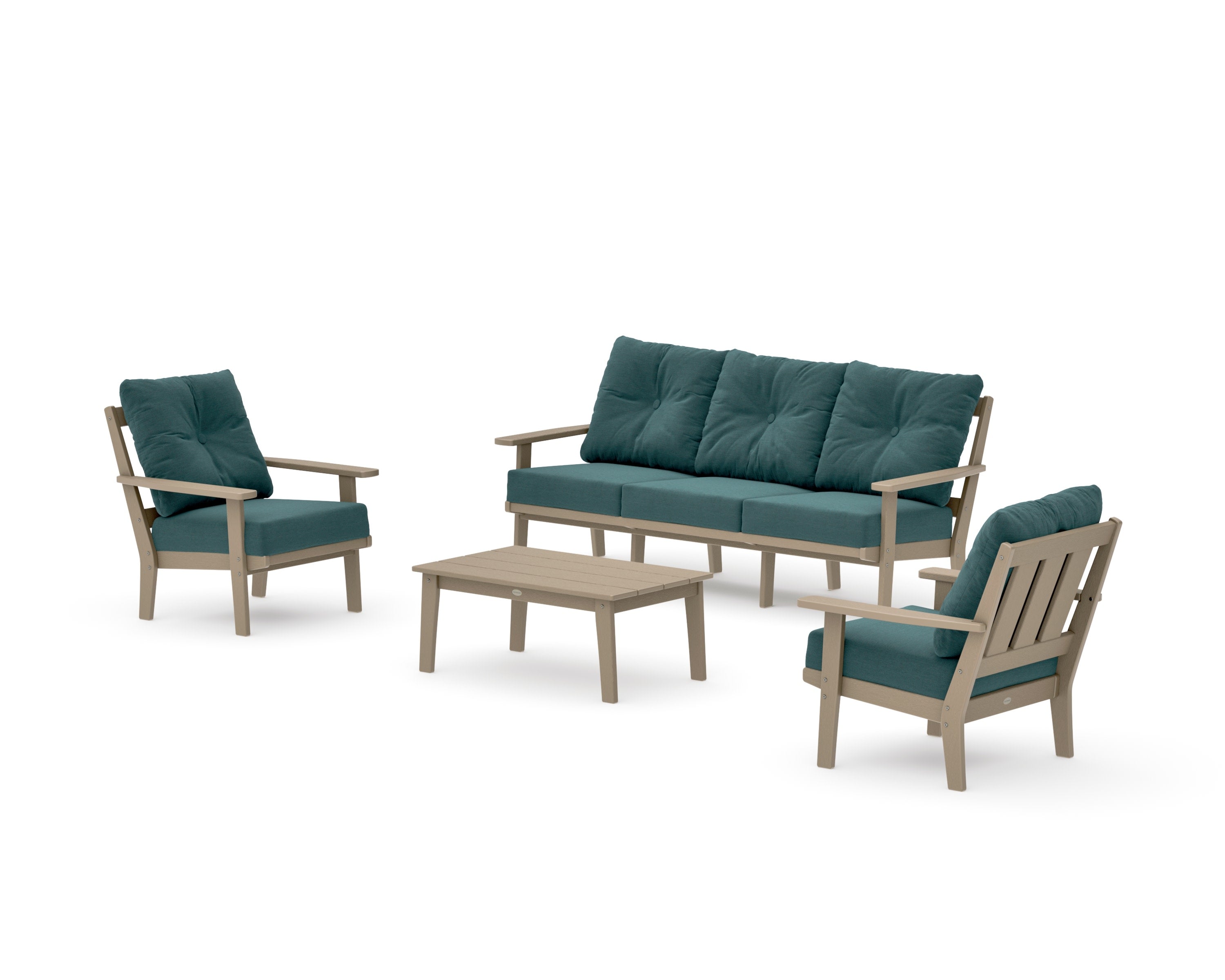 Oxford 4-Piece Deep Seating Set with Sofa in Vintage Sahara / Ocean Teal