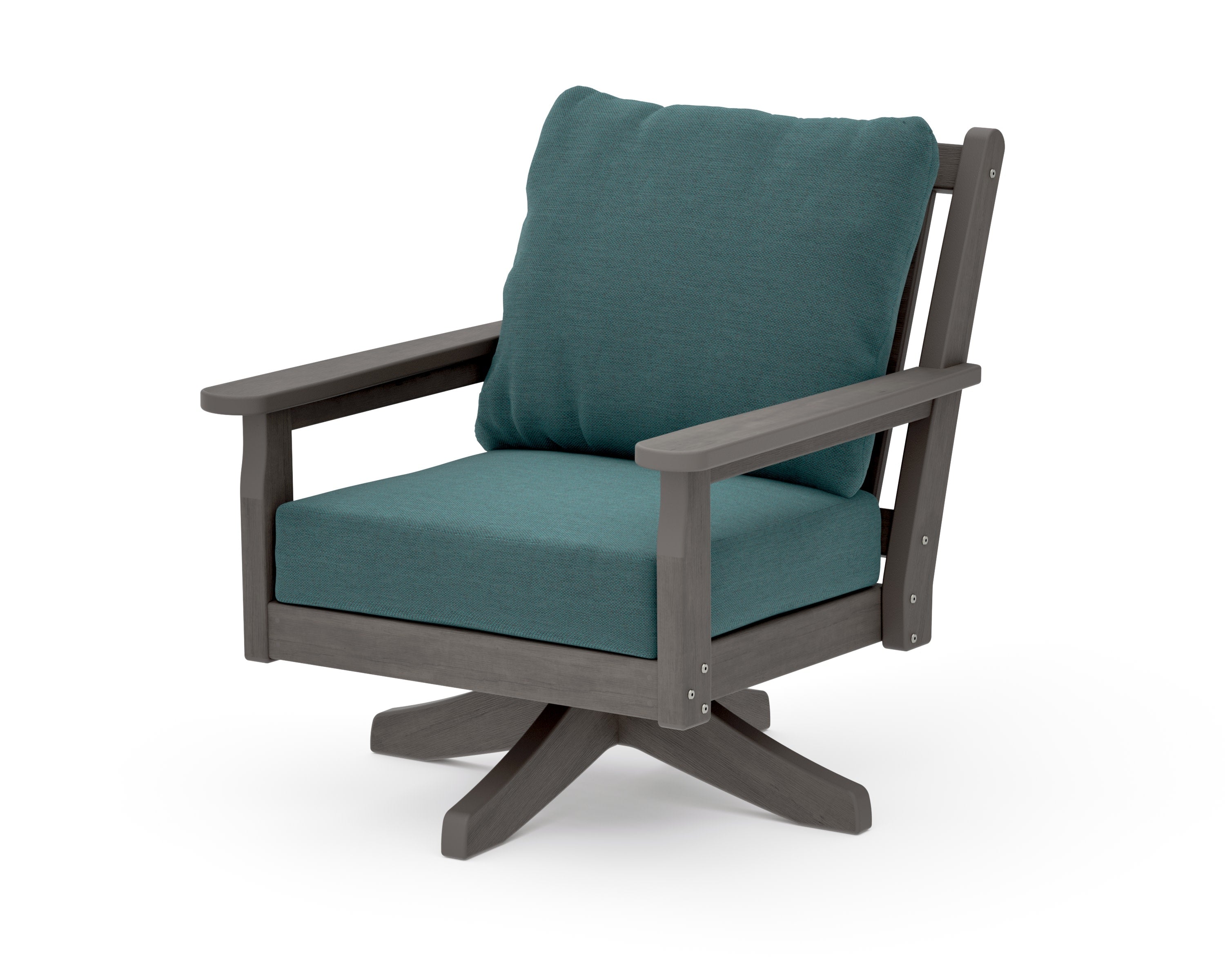Chippendale Deep Seating Swivel Chair in Driftwood / Ocean Teal
