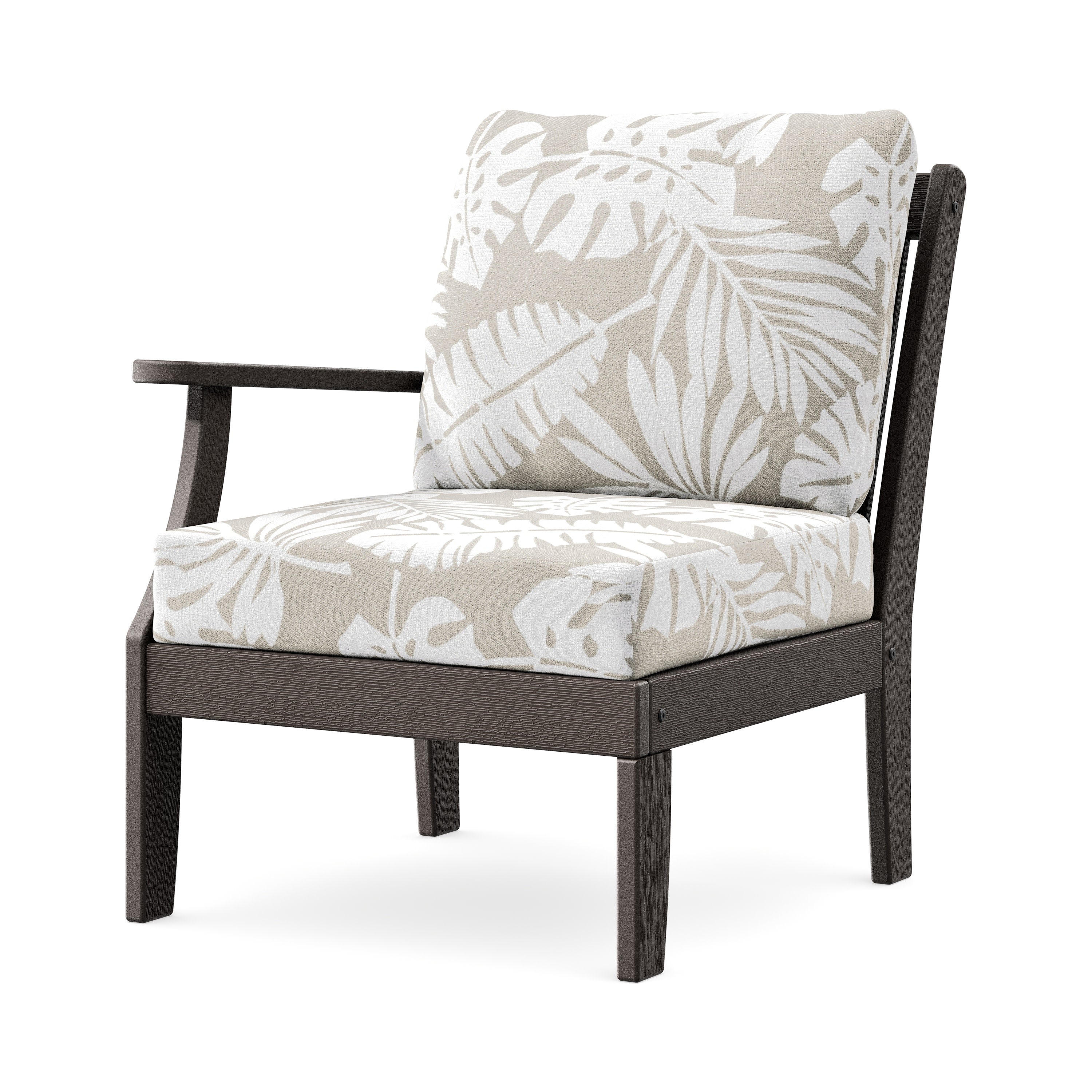 Braxton Modular Left Arm Chair in Vintage Coffee / Leaf Dune Burlap