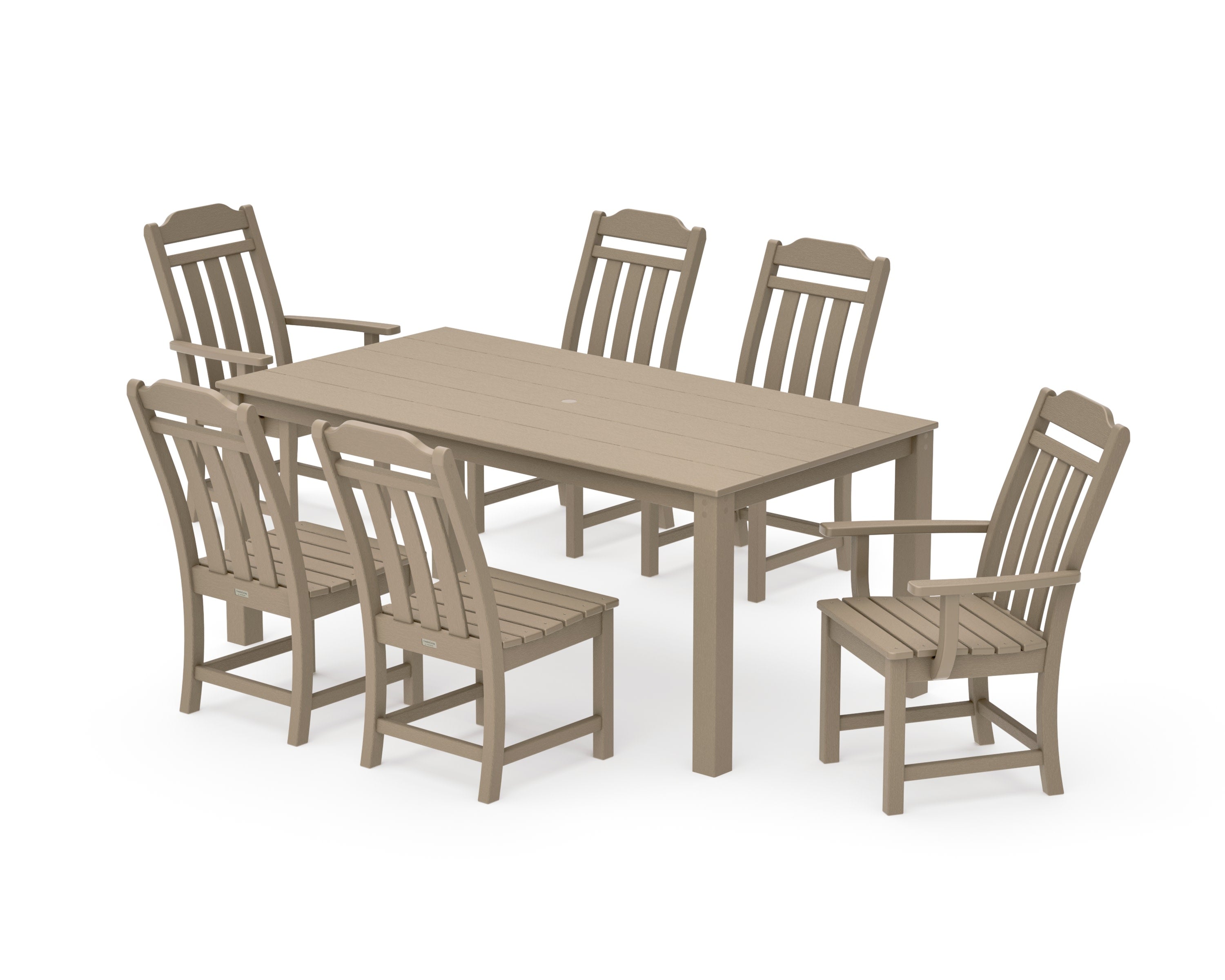 Cottage 7-Piece Parsons Dining Set in Vintage Sahara