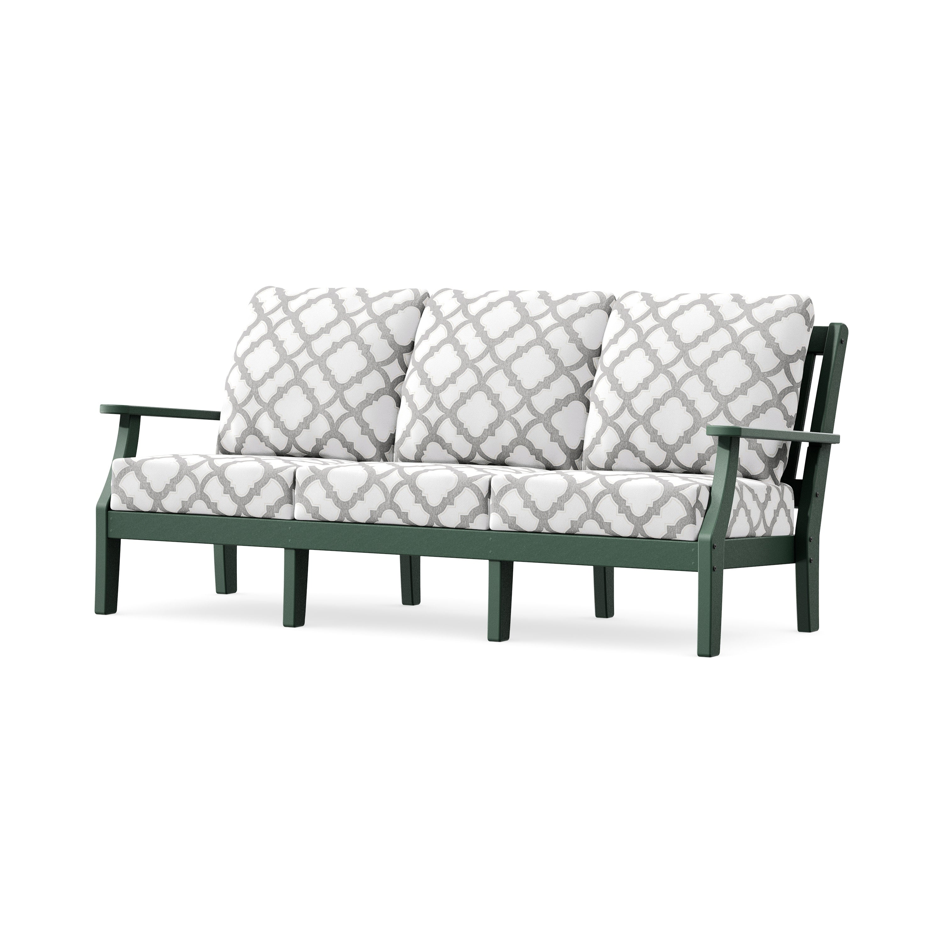 Chinoiserie Deep Seating Sofa in Green / Trellis Grey Mist