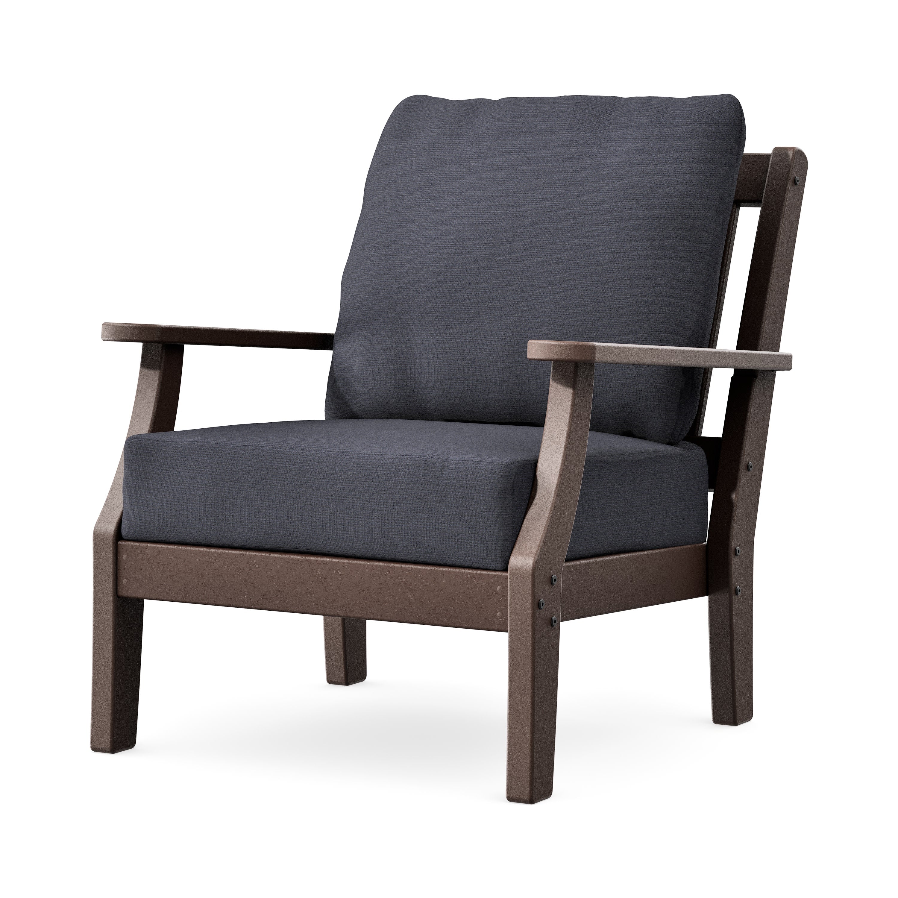 Chinoiserie Deep Seating Chair in Mahogany / Midnight Linen