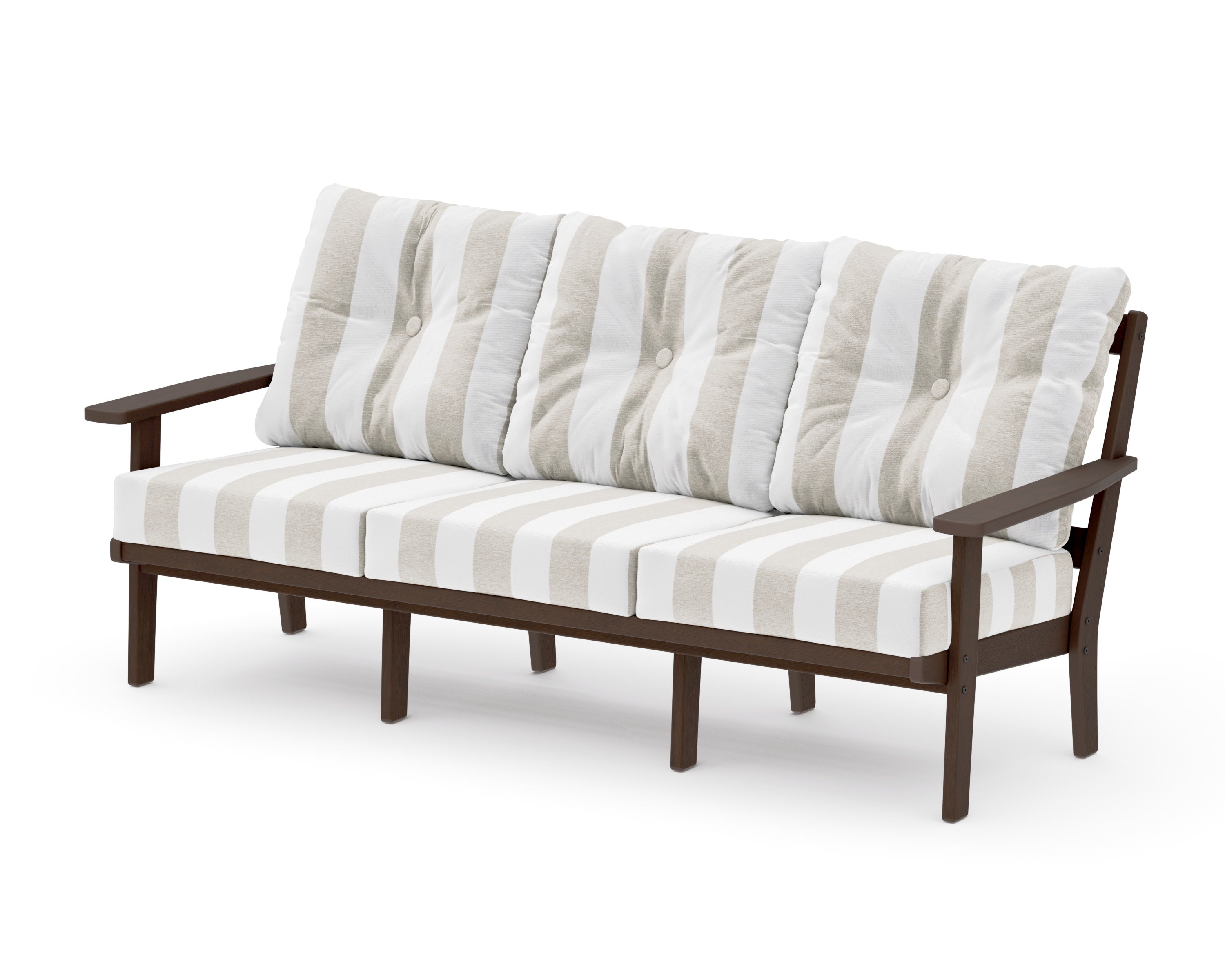 Oxford Deep Seating Sofa in Kona / Cabana Stripe Dune Burlap