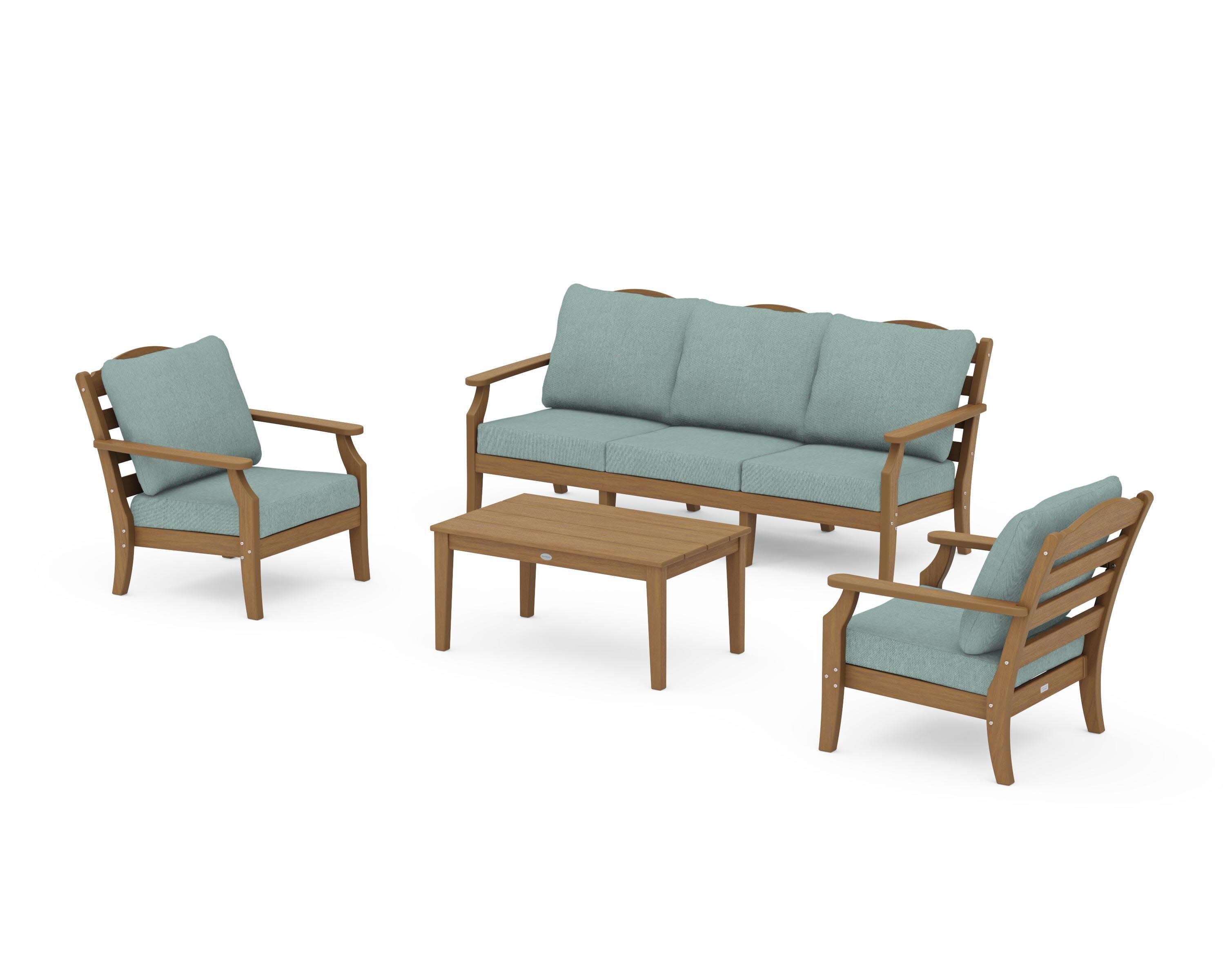 Savannah 4-Piece Deep Seating Set with Sofa in Natural / Glacier Spa