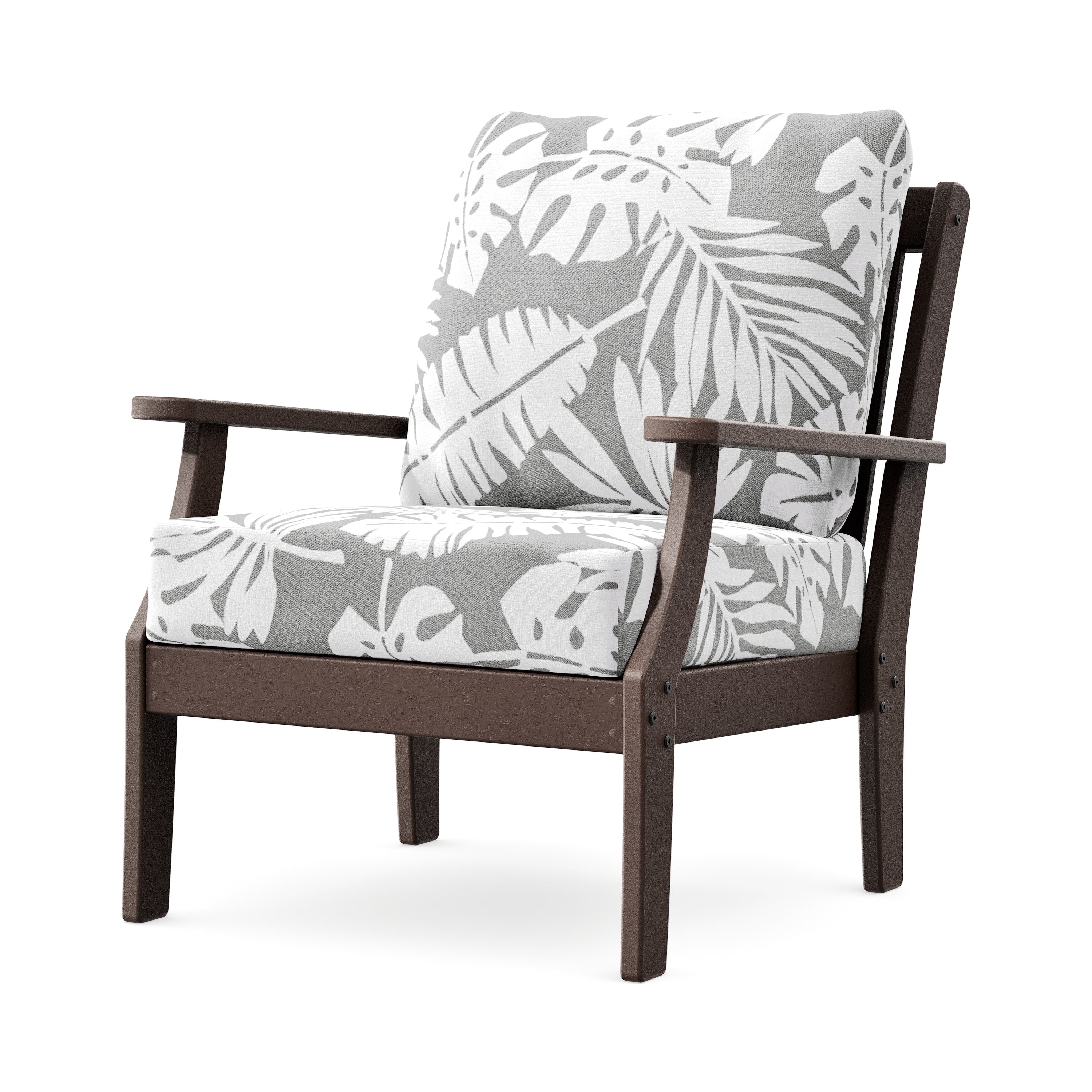 Braxton Deep Seating Chair in Mahogany / Leaf Grey Mist