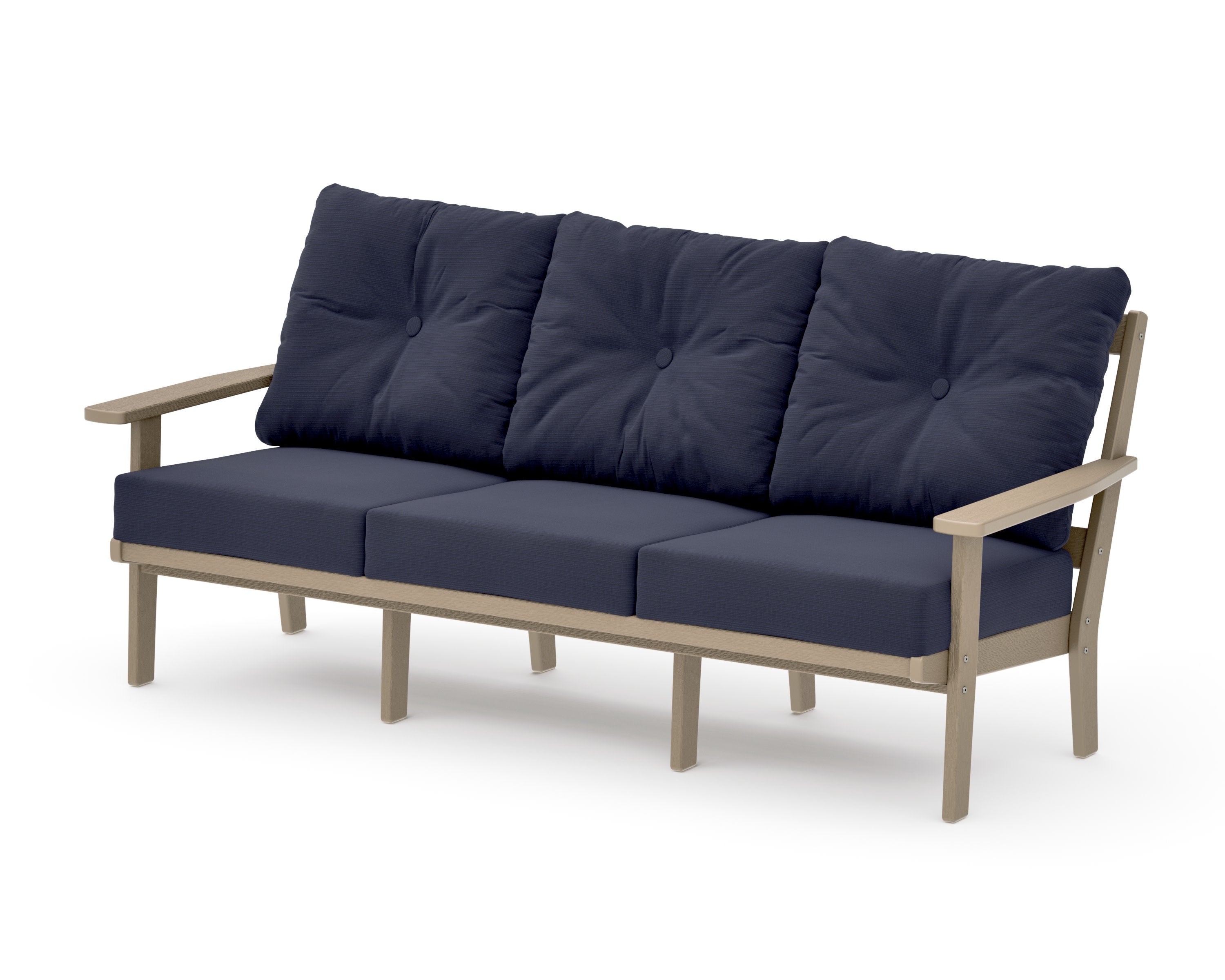 Oxford Deep Seating Sofa in Vintage Sahara / Navy Linen