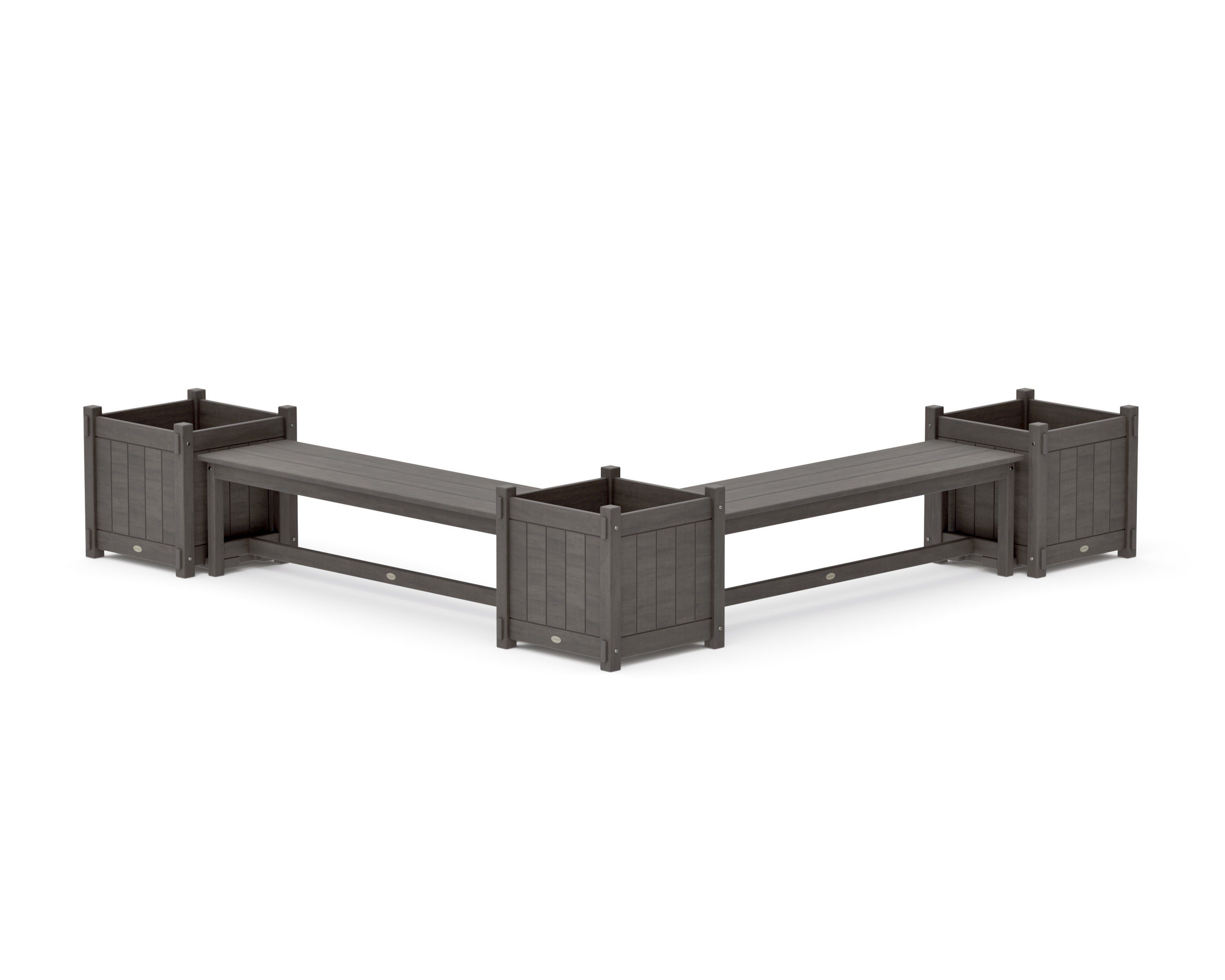 60" Vineyard L- Shaped Planter Bench Corner Set - Large in Driftwood