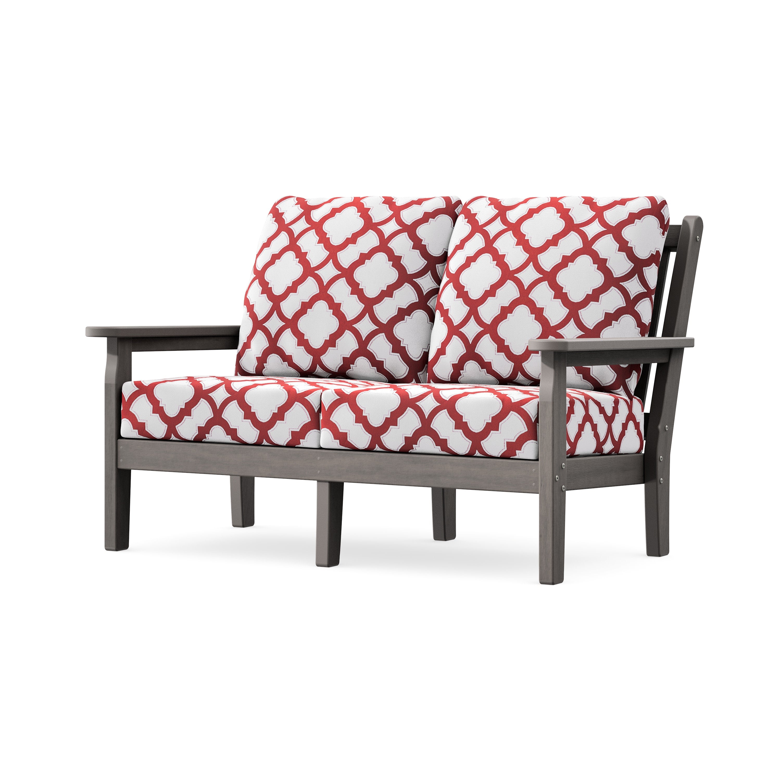 Chippendale Deep Seating Loveseat in Driftwood / Trellis Crimson