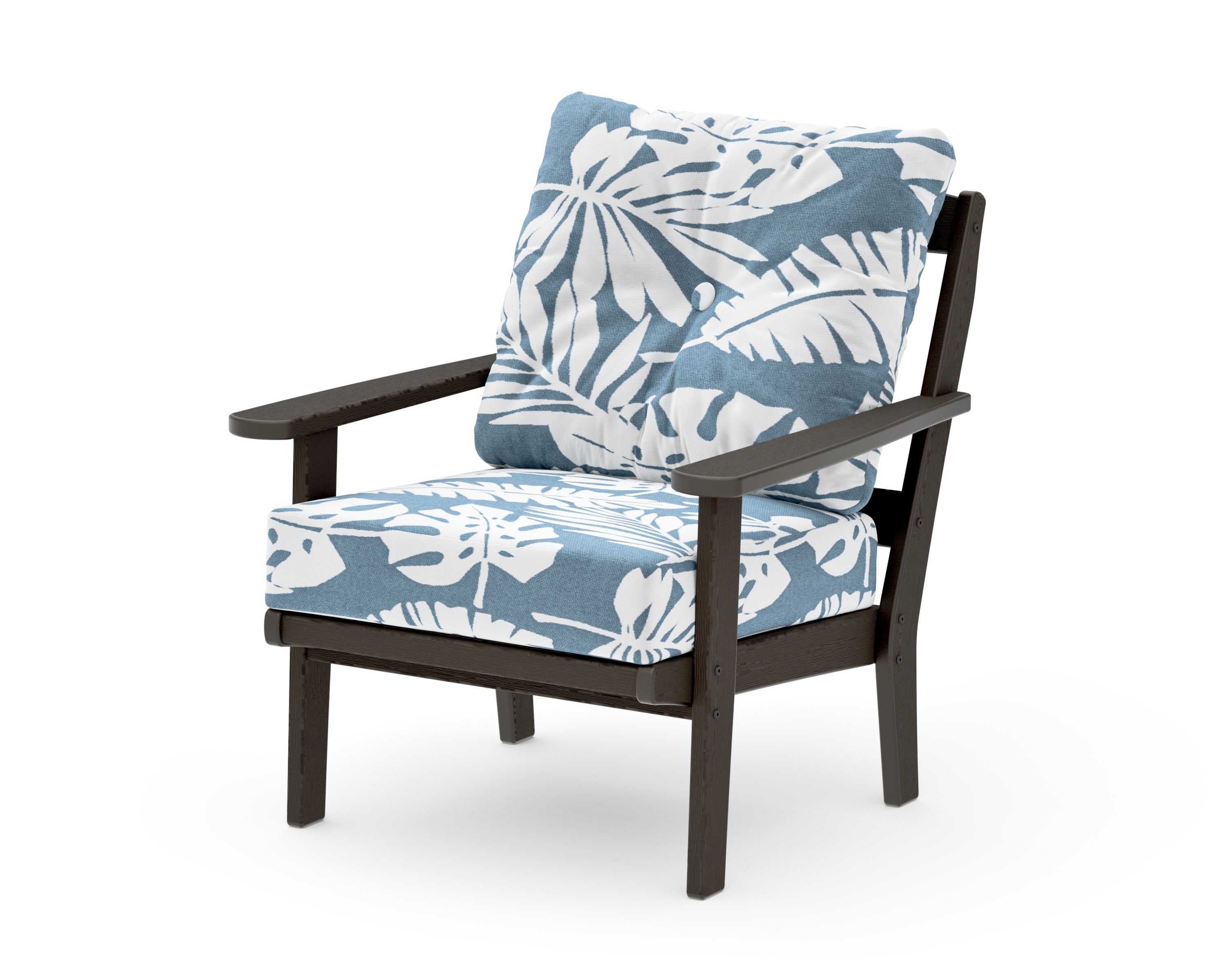 Mission Deep Seating Chair in Vintage Coffee / Leaf Sky Blue
