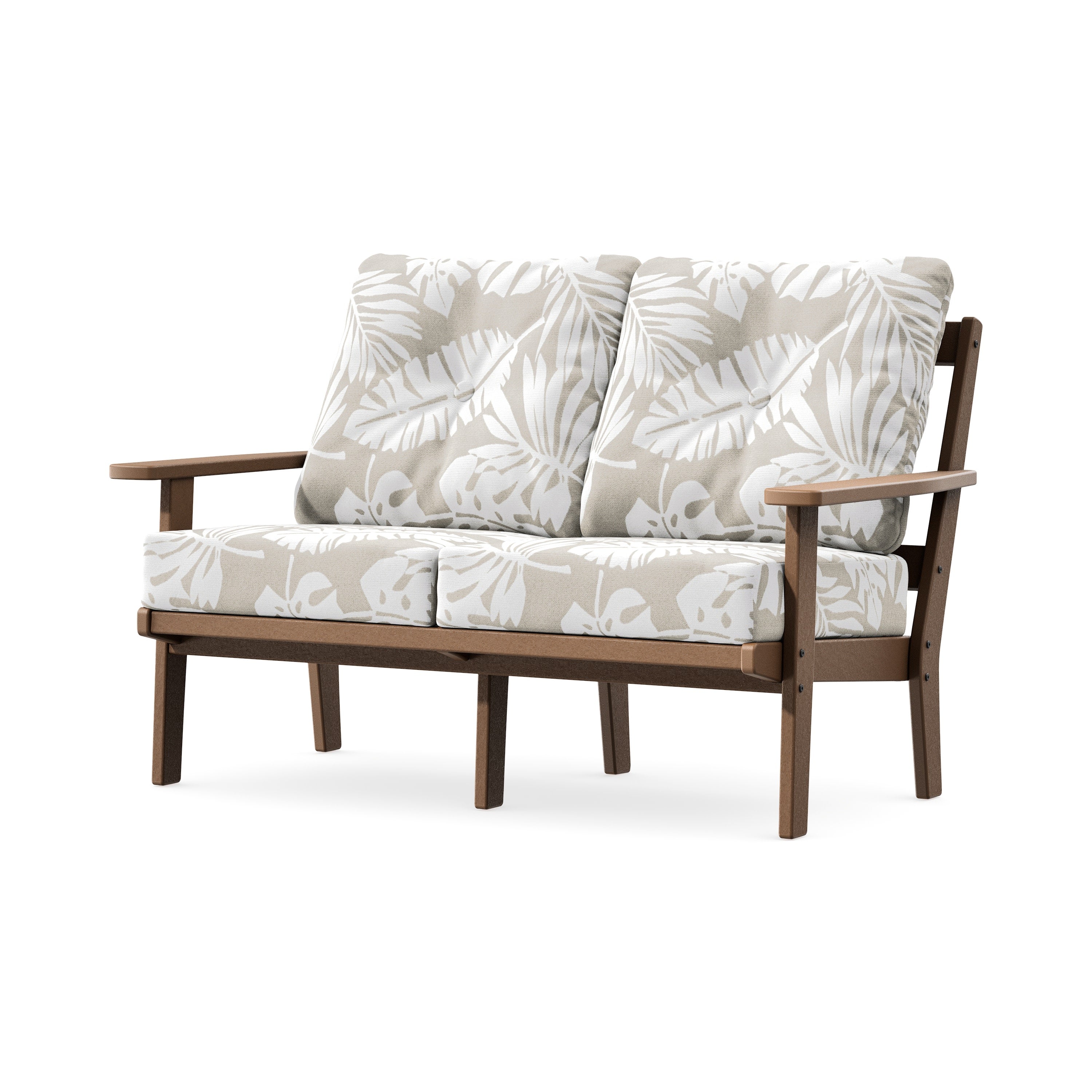 Oxford Deep SeatingLoveseat in Teak / Leaf Dune Burlap