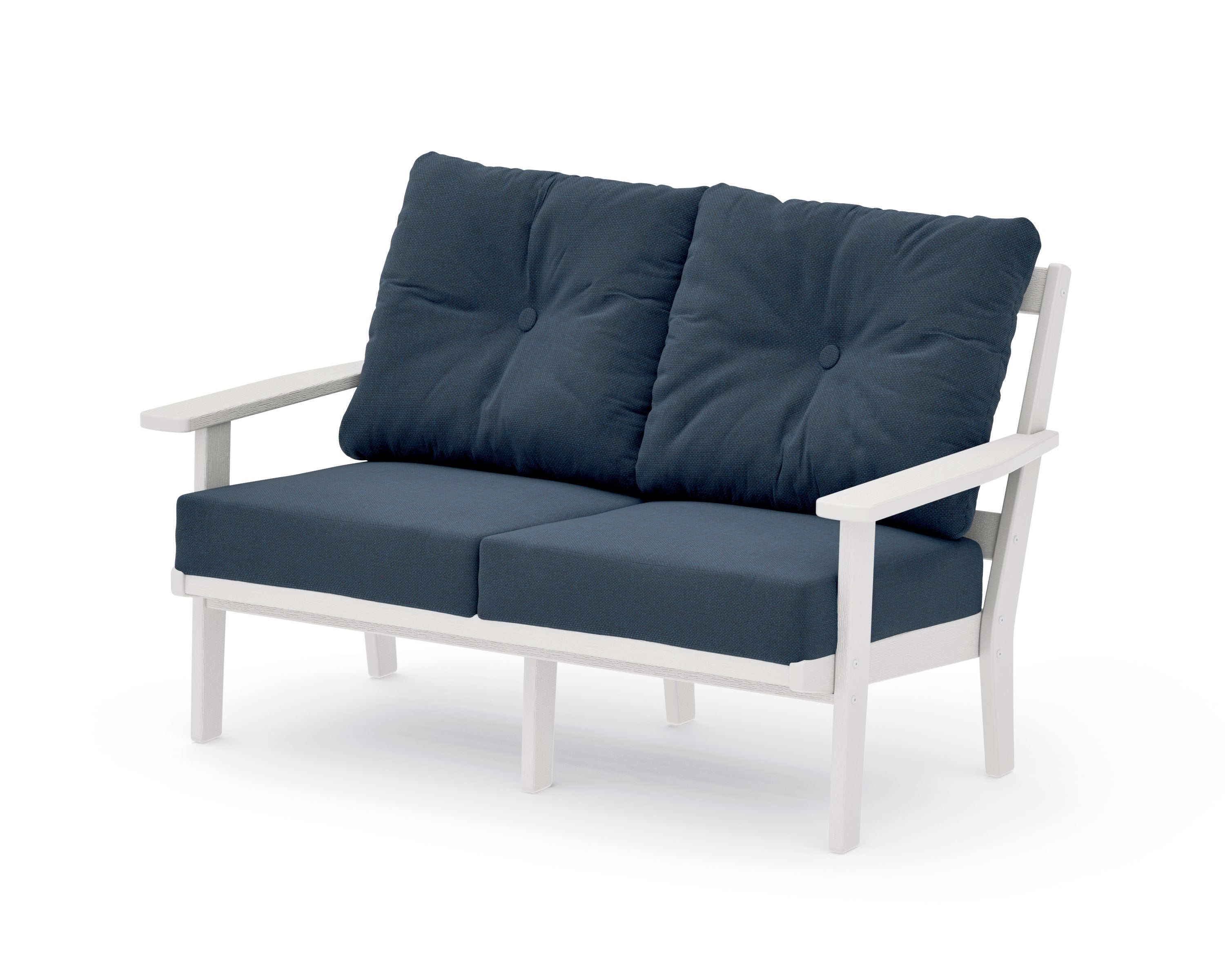 Oxford Deep SeatingLoveseat in Vintage White / Marine Indigo