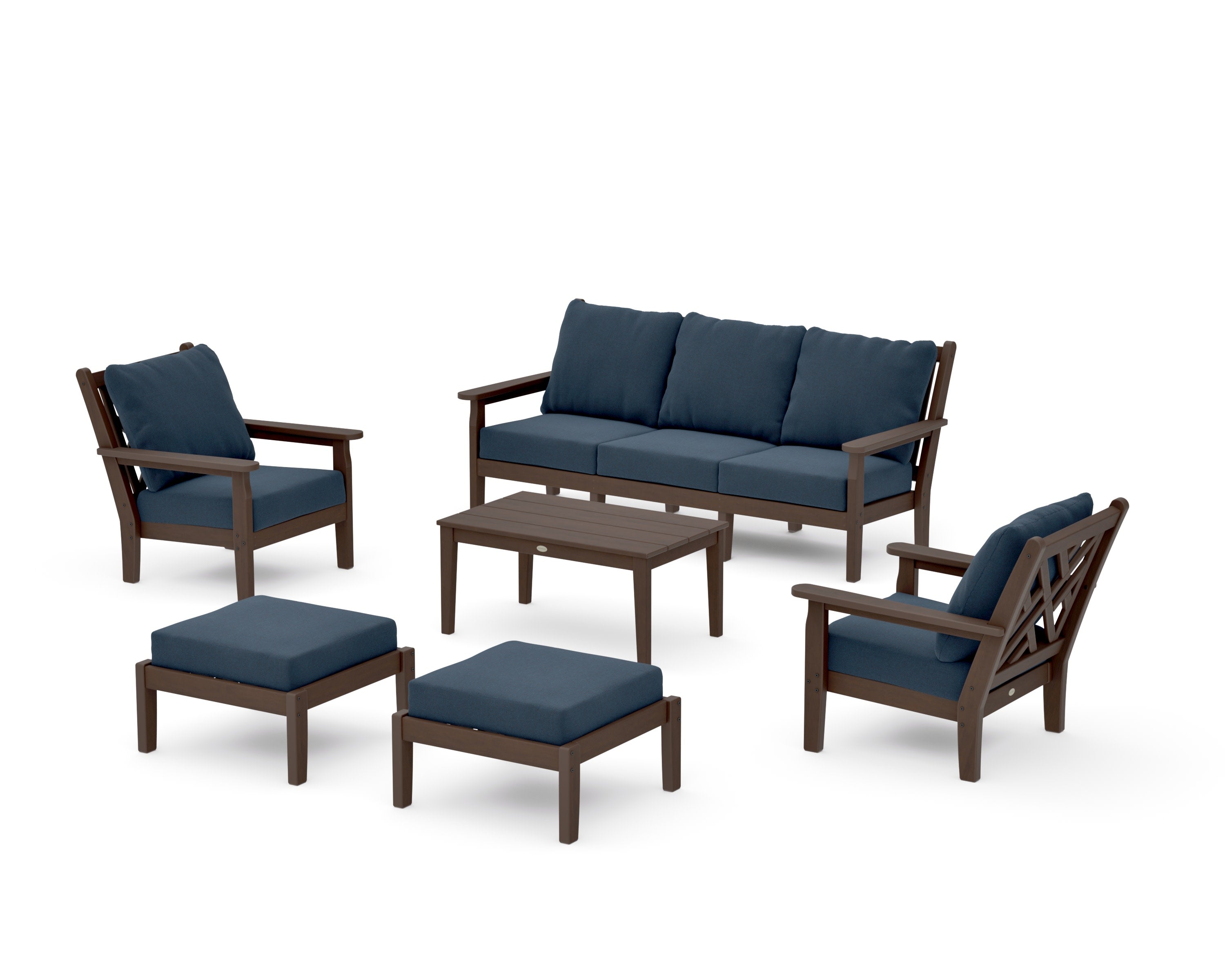 Chippendale 6-Piece Lounge Sofa Set in Kona / Marine Indigo