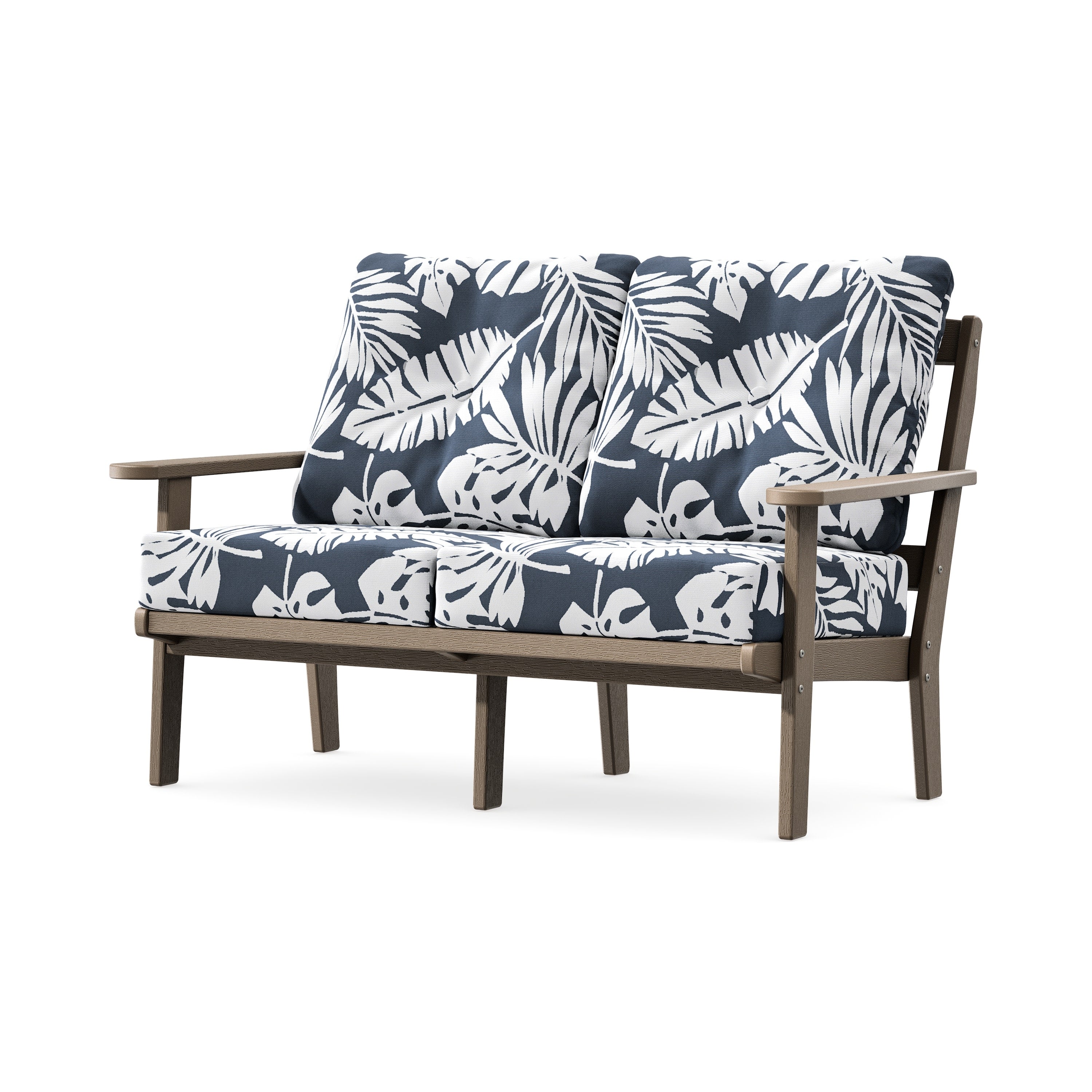 Mission Deep SeatingLoveseat in Vintage Sahara / Leaf Marine Indigo