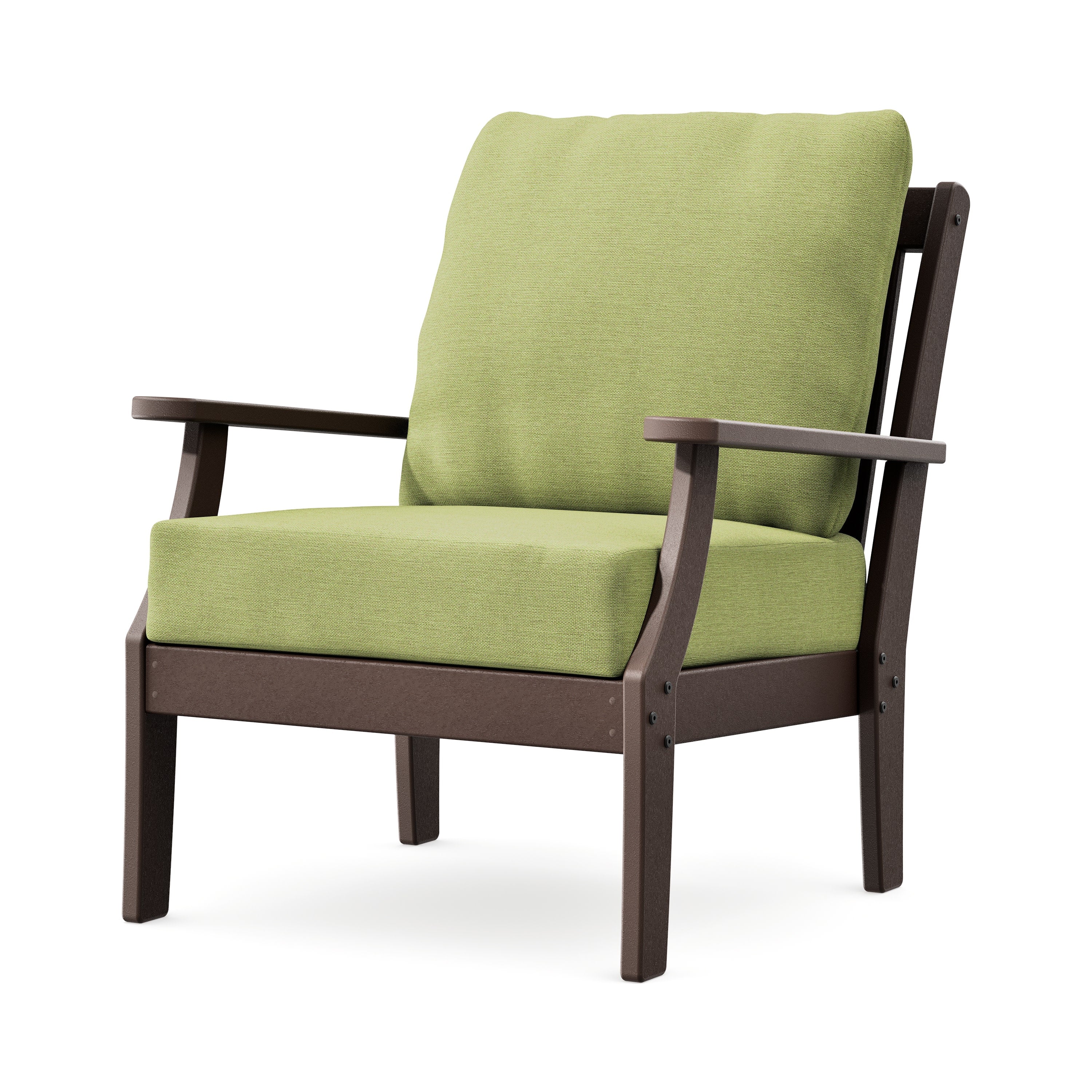 Braxton Deep Seating Chair in Mahogany / Chartreuse Boucle