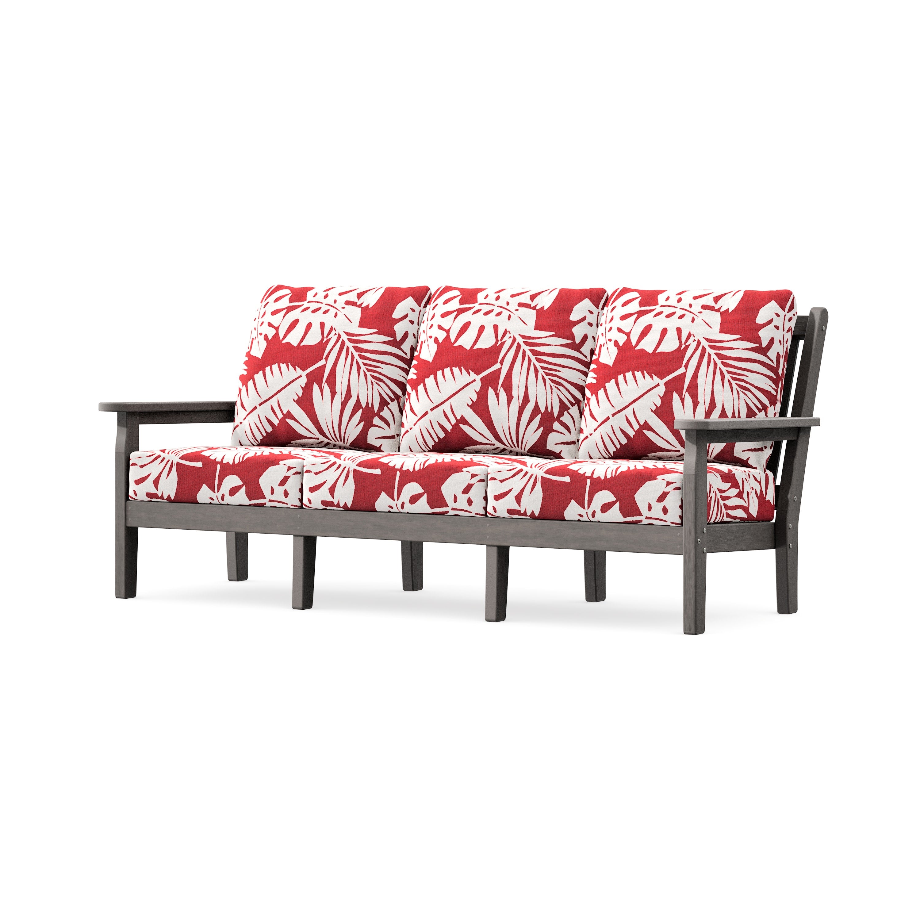 Chippendale Deep Seating Sofa in Driftwood / Leaf Crimson