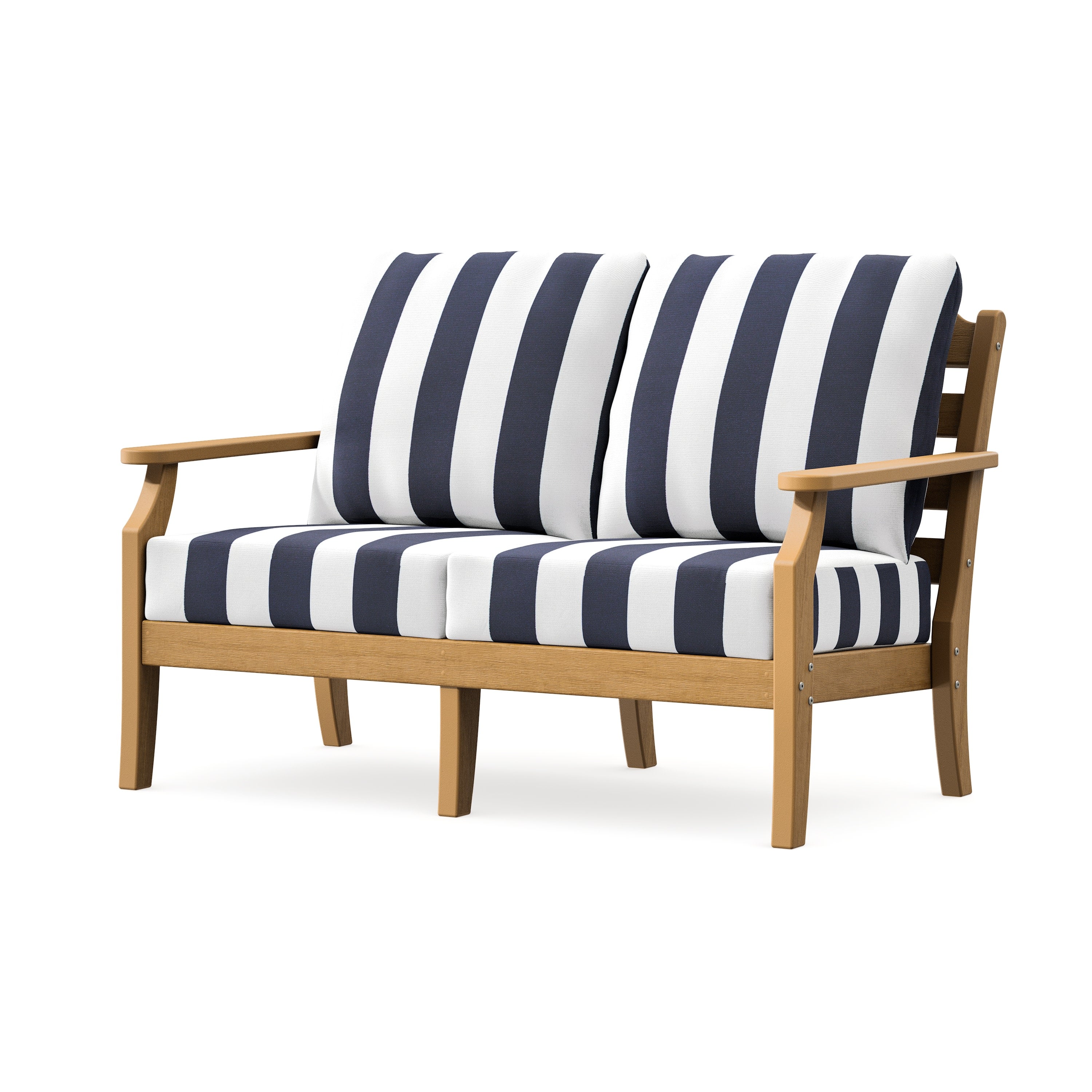 Savannah Deep Seating Loveseat in Natural / Cabana Stripe Navy