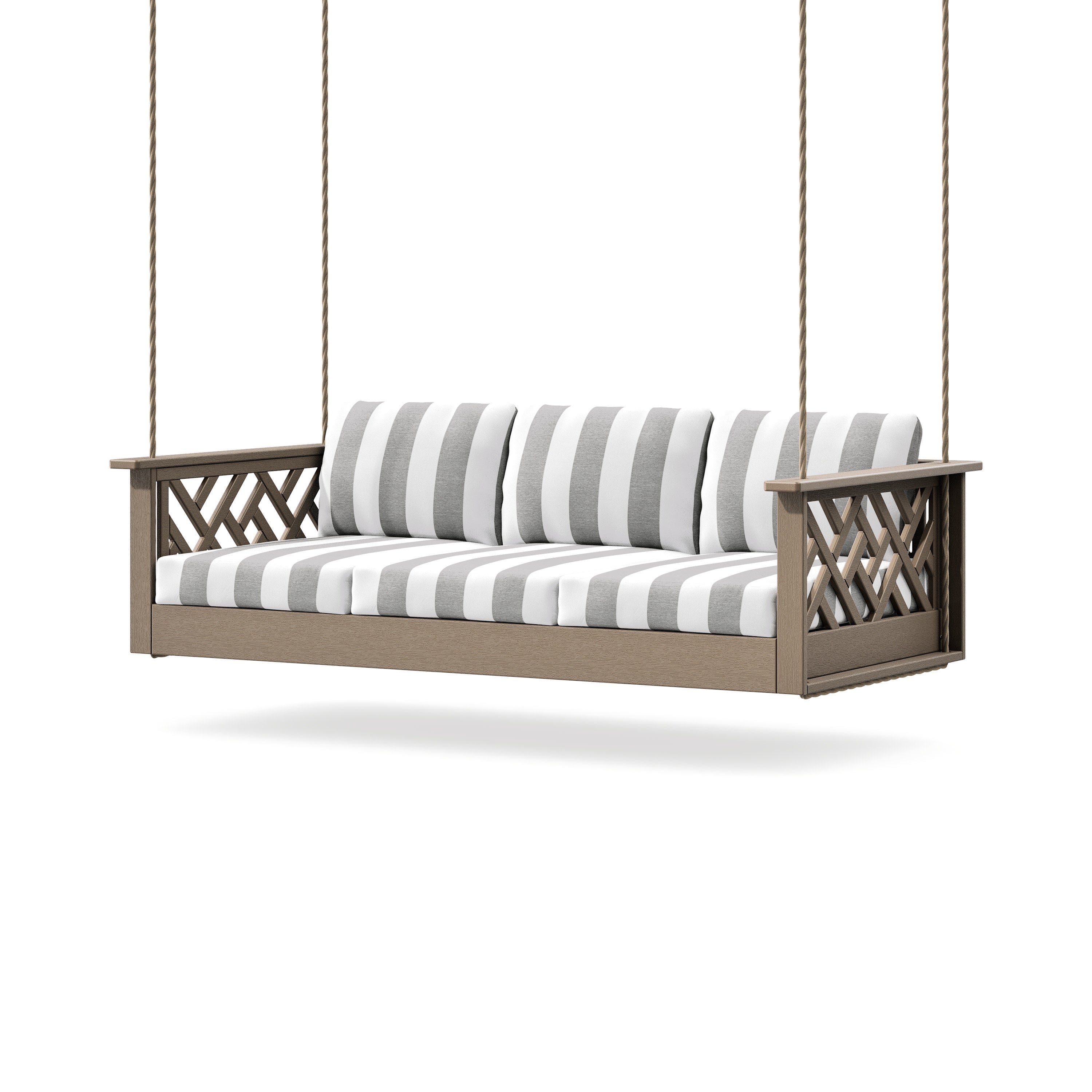 Chippendale Daybed Swing in Vintage Sahara / Cabana Stripe Grey Mist
