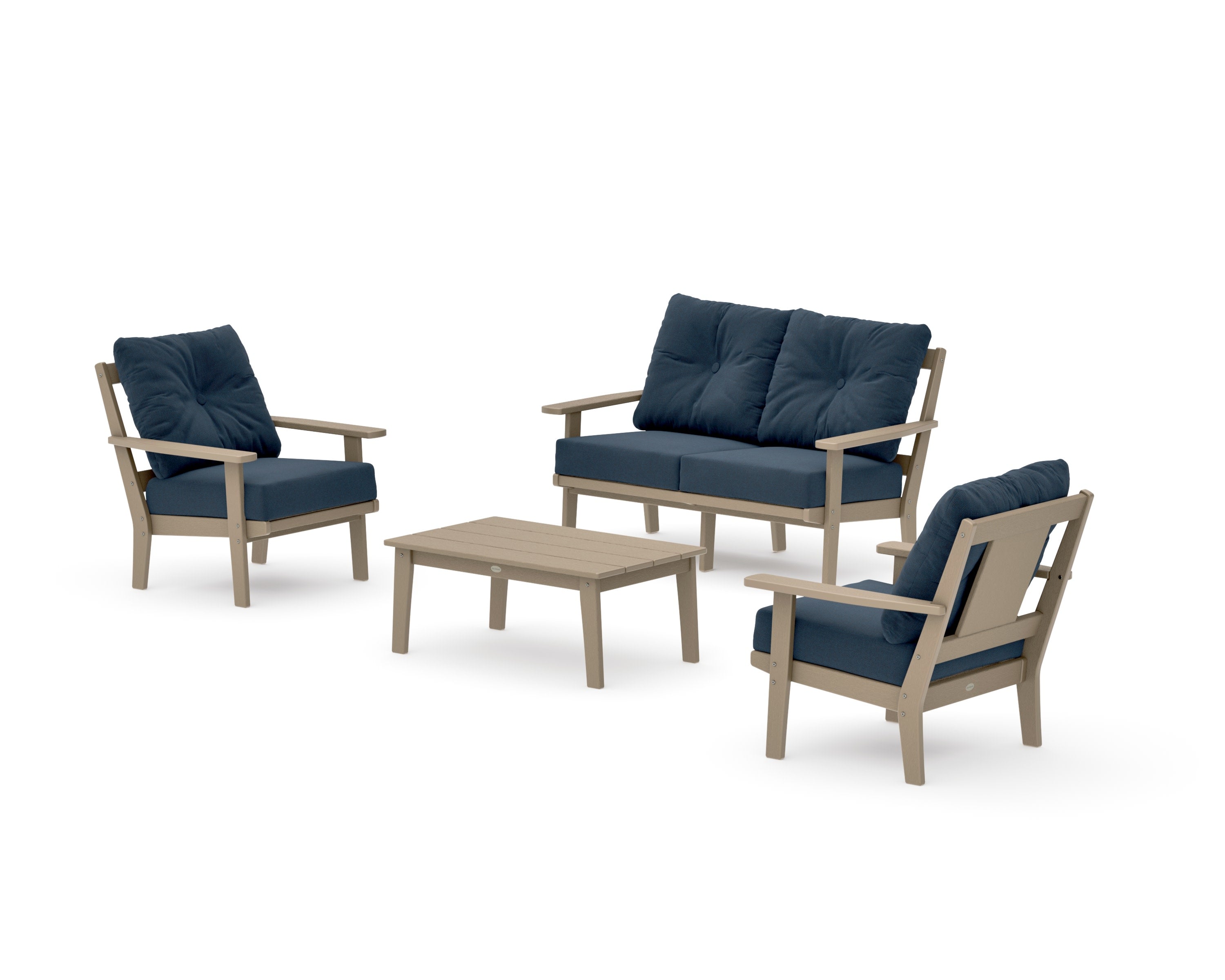 Prairie 4-Piece Deep Seating Set with Loveseat in Vintage Sahara / Marine Indigo