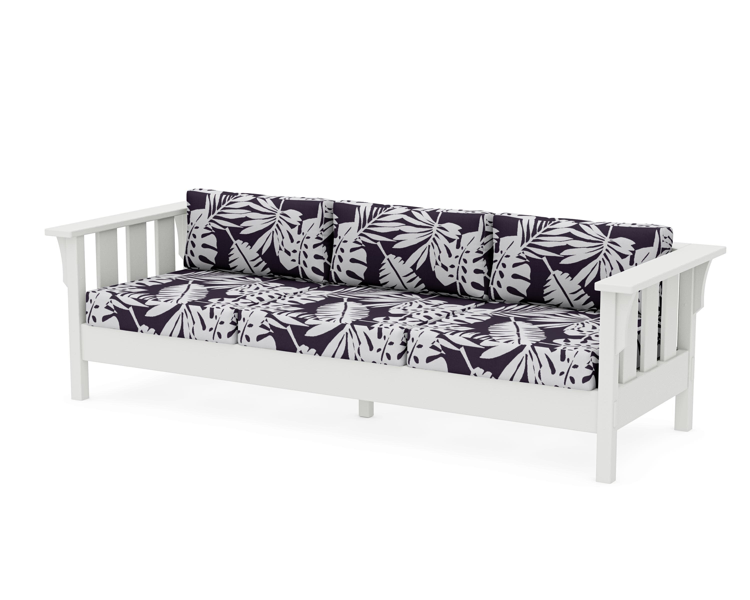 Acadia Deep Seating Sofa in Vintage White / Leaf Navy