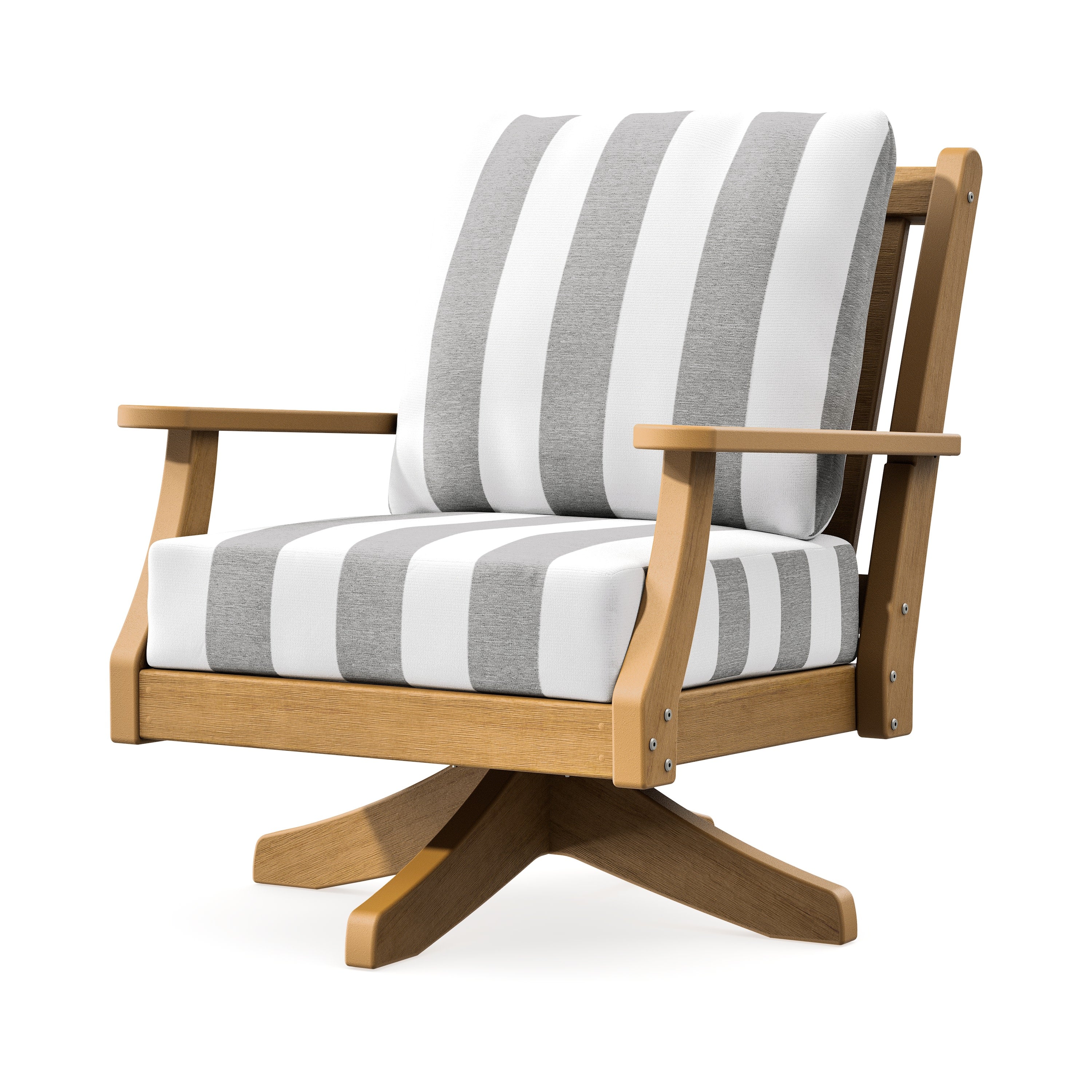 Wovendale Deep Seating Swivel Chair in Natural / Cabana Stripe Grey Mist