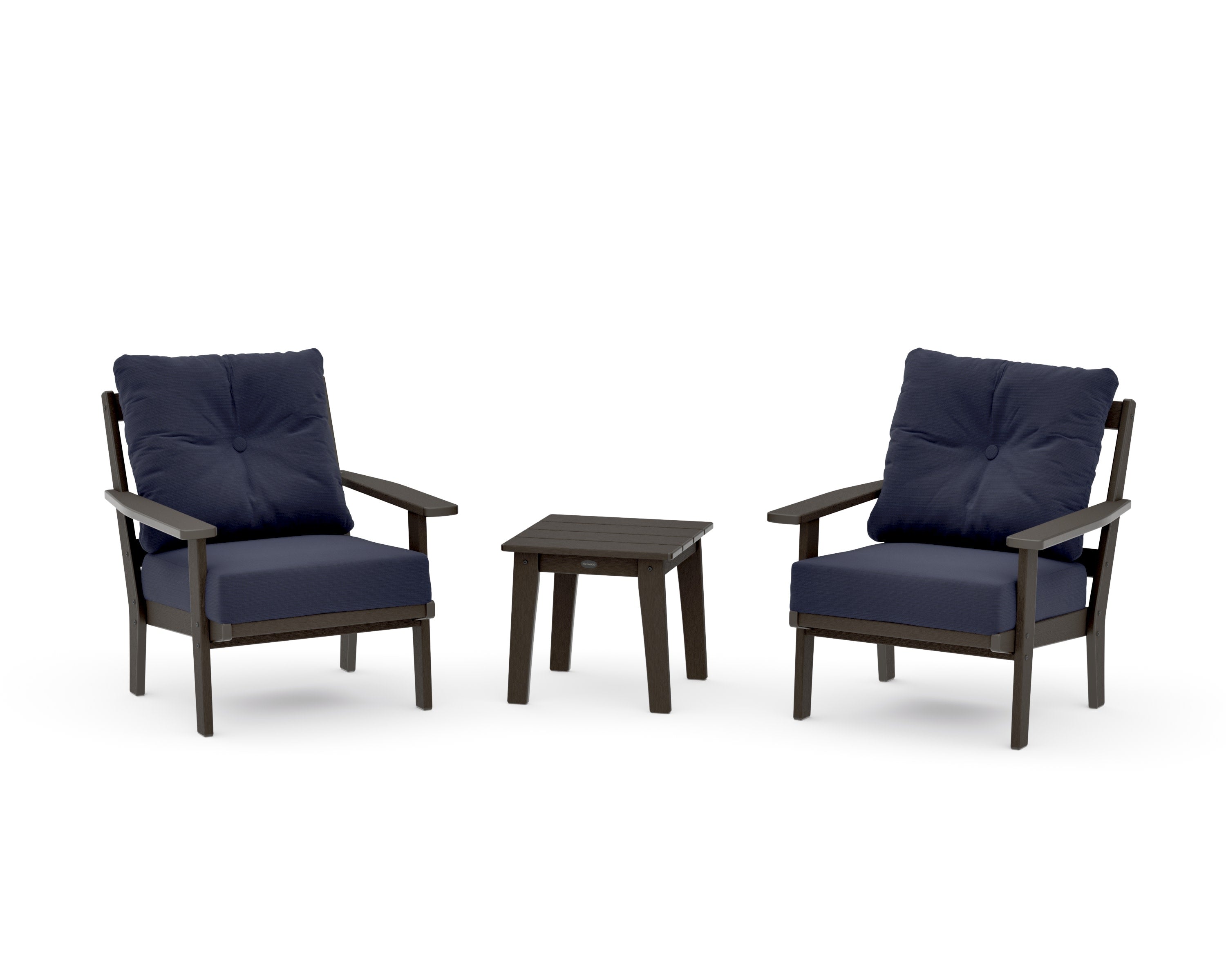 Oxford 3-Piece Deep Seating Set in Vintage Coffee / Navy Linen